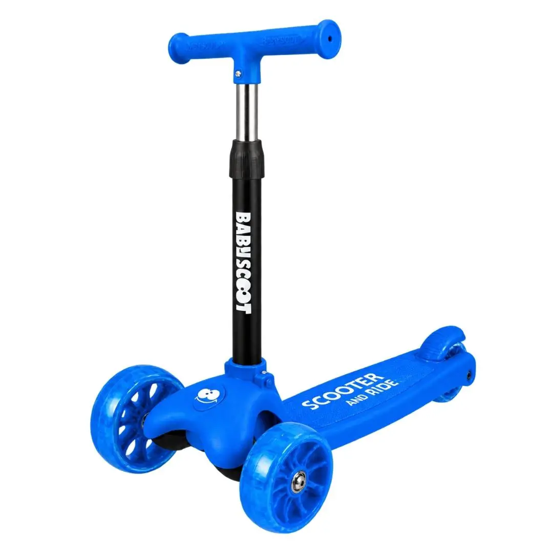 Monopattino 3 Ruote Regolabile e Pieghevole BabyScoot con Ruote LED per Bambini 3-5 Anni, Celeste - monopattini
