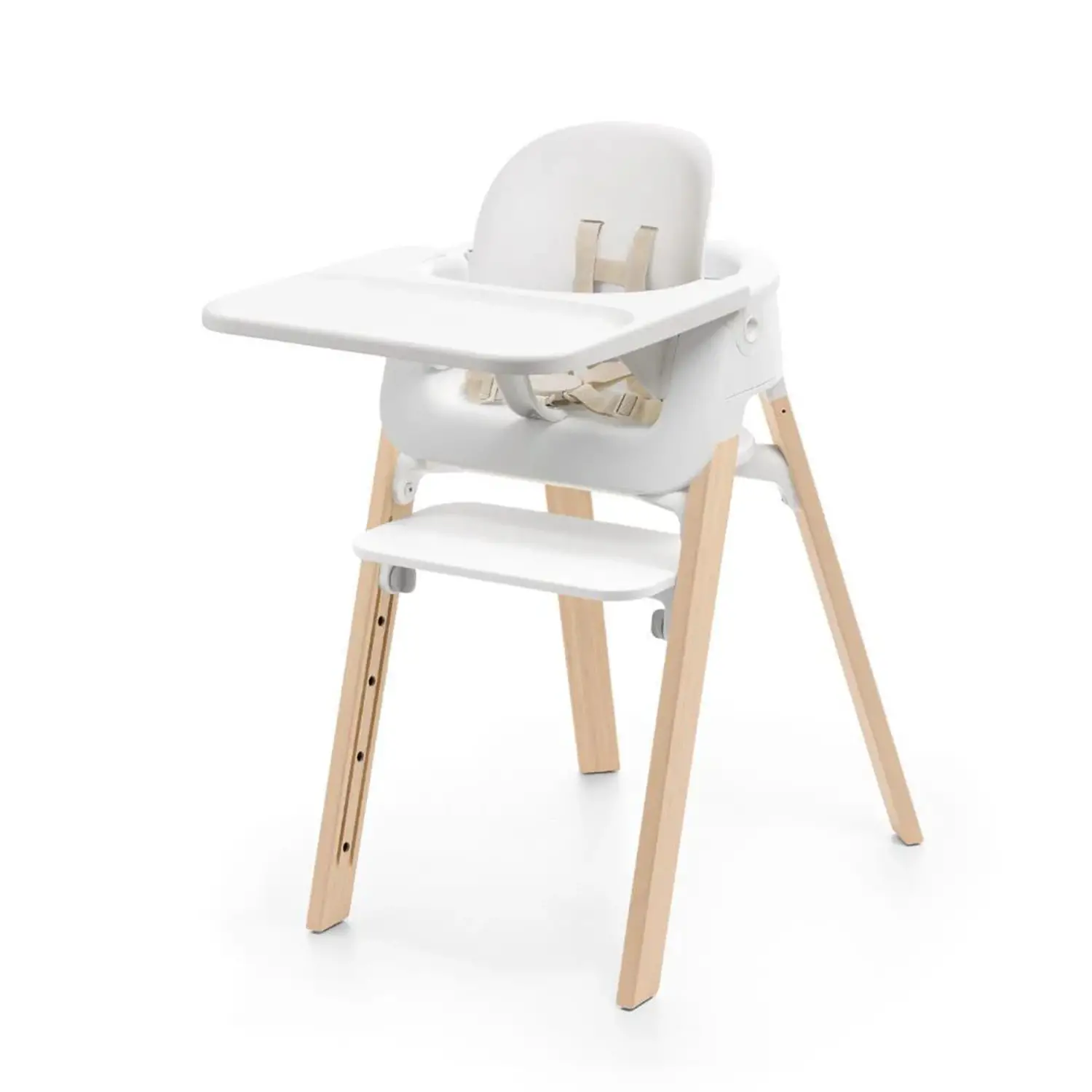 Seggiolone Stokke Steps Sedia Evolutiva Bambino - Bianco/Naturale - seggioloni