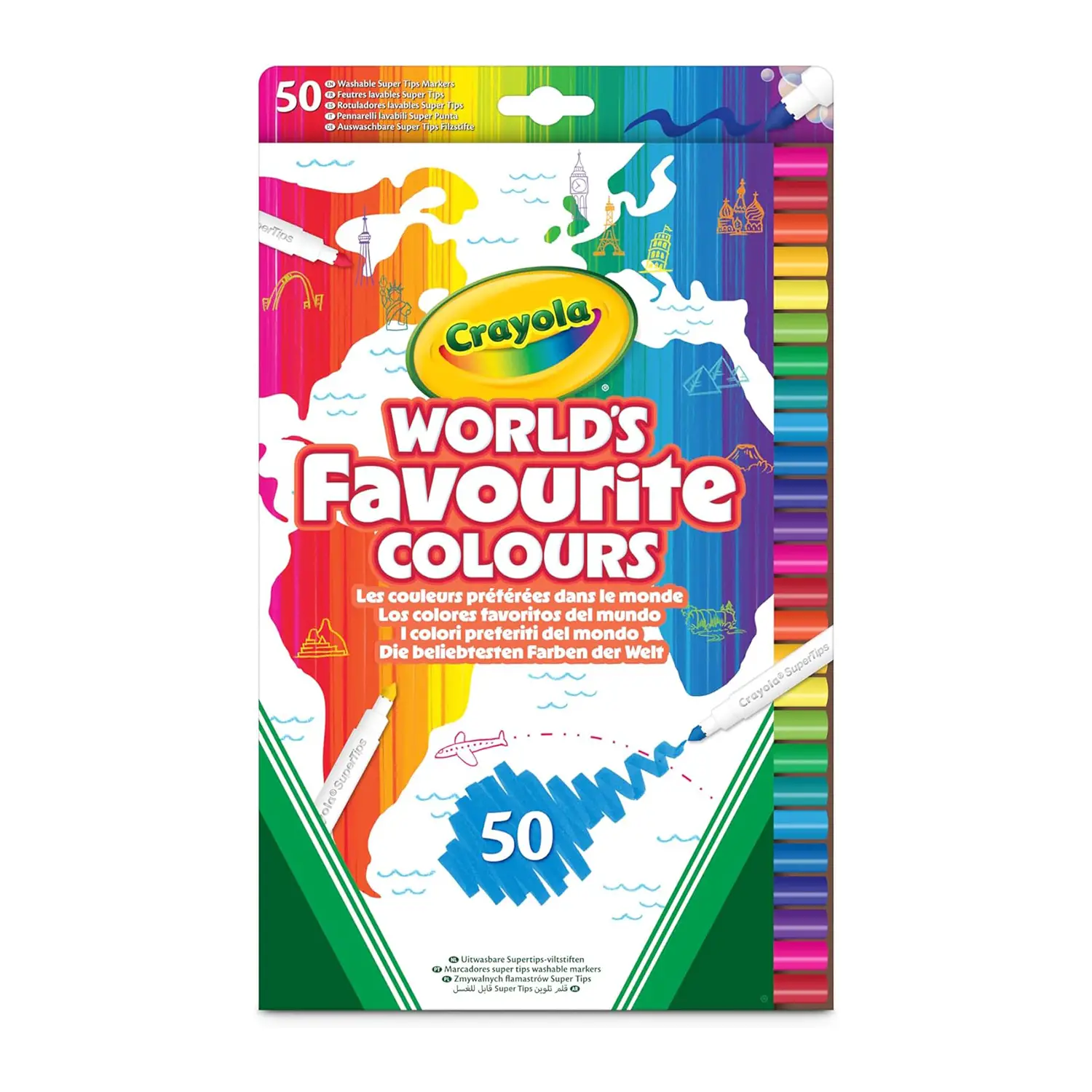 Crayola World's Favorite Colors Pennarelli Superpunta Lavabili 50 pz - Pastelli a cera