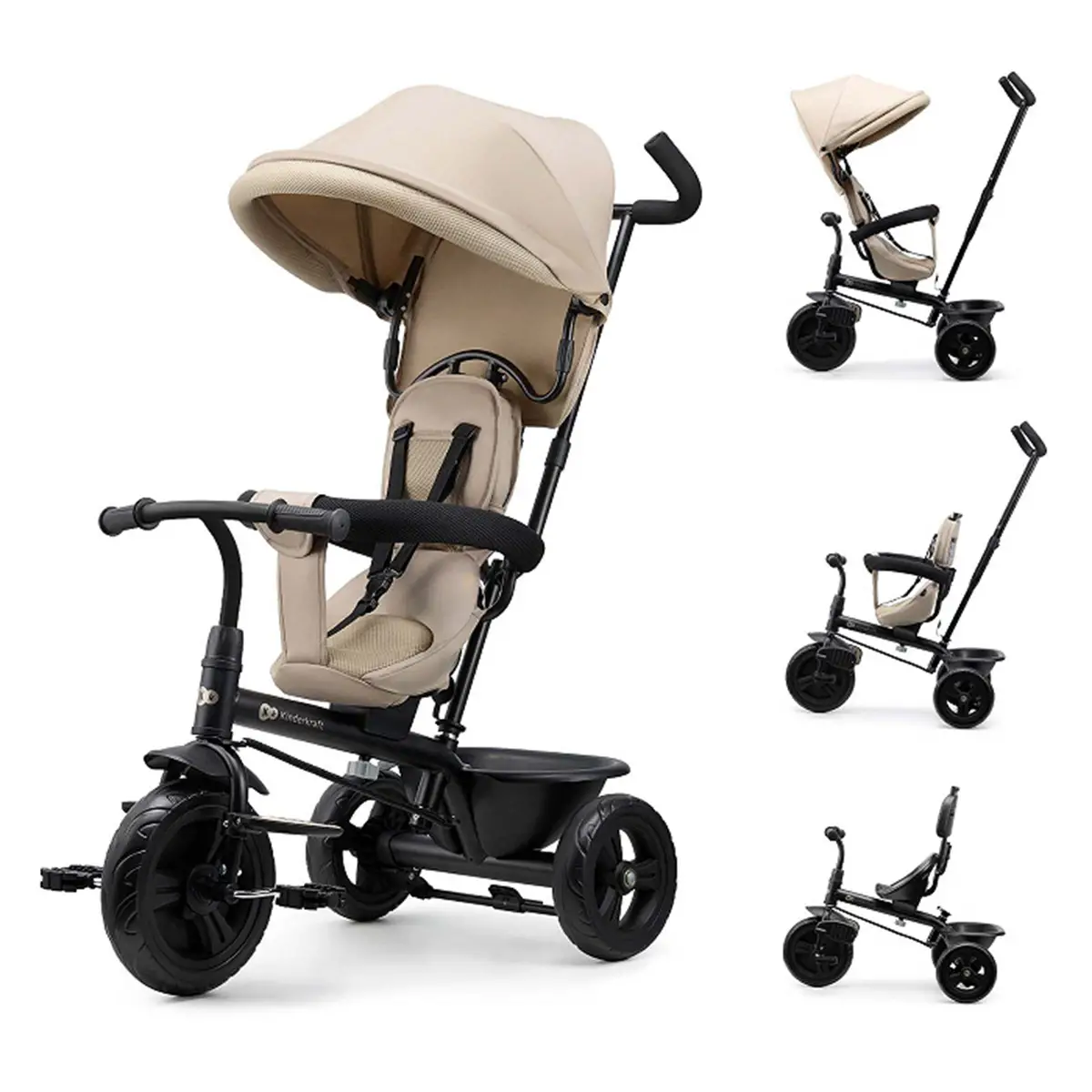 Triciclo Kinderkraft Freeway 2 Evolutivo Girevole 360° Beige - Tricicli e primi passi