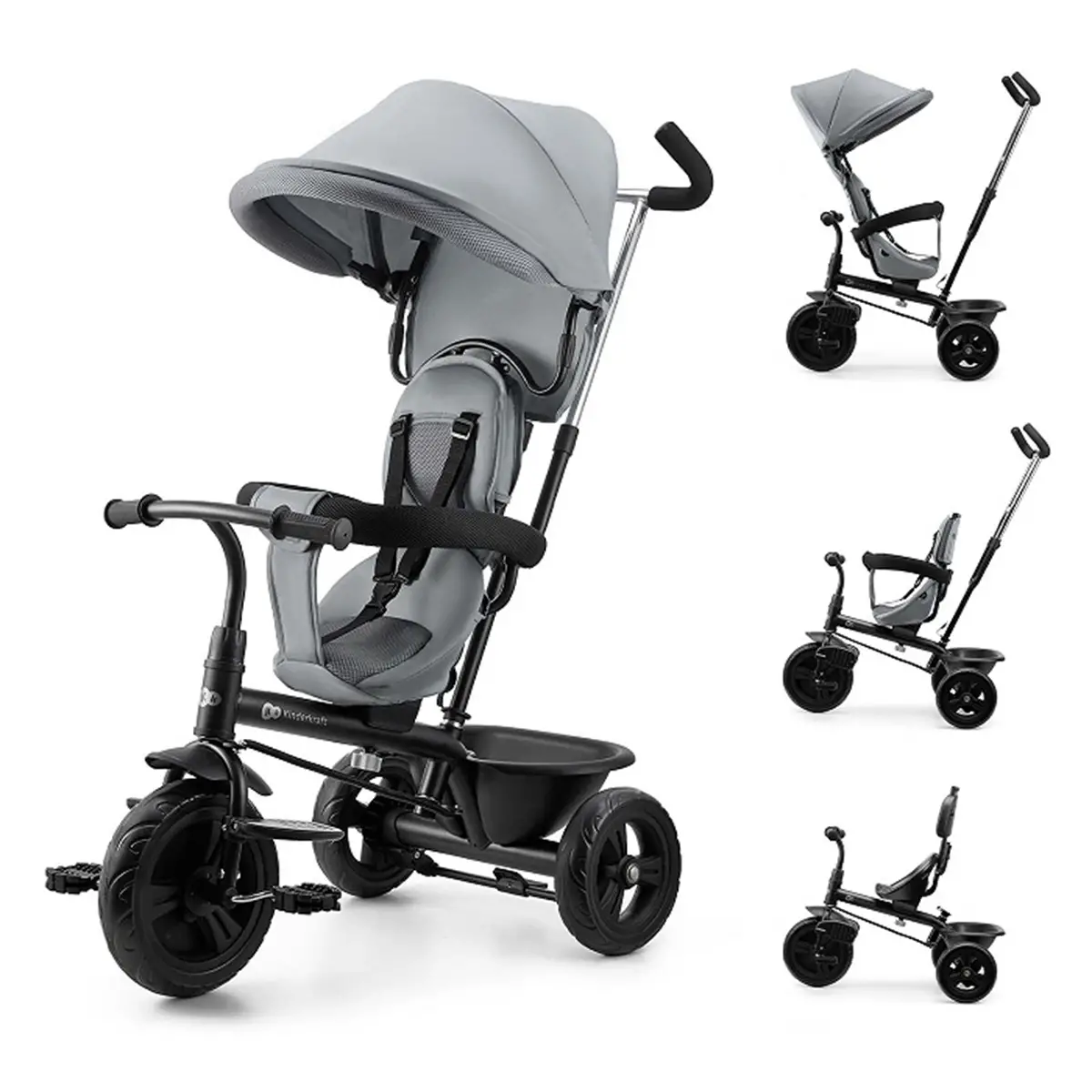 Triciclo Kinderkraft Freeway 2 Evolutivo Girevole 360° Grey - Tricicli e primi passi
