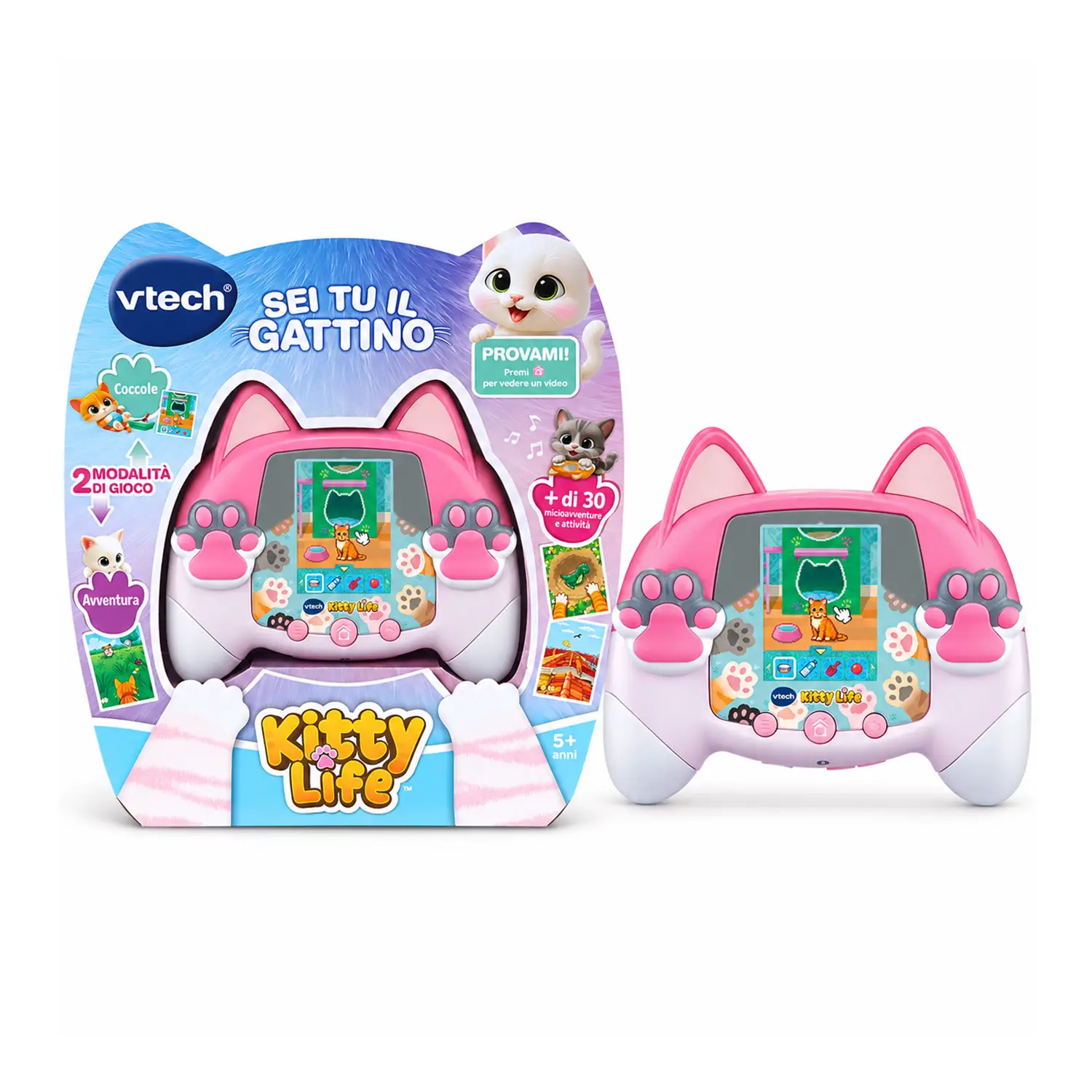 Kidipet - Kitty Life - Rosa Console Tascabile Gattino Virtuale 30+ Attività - giochi elettronici