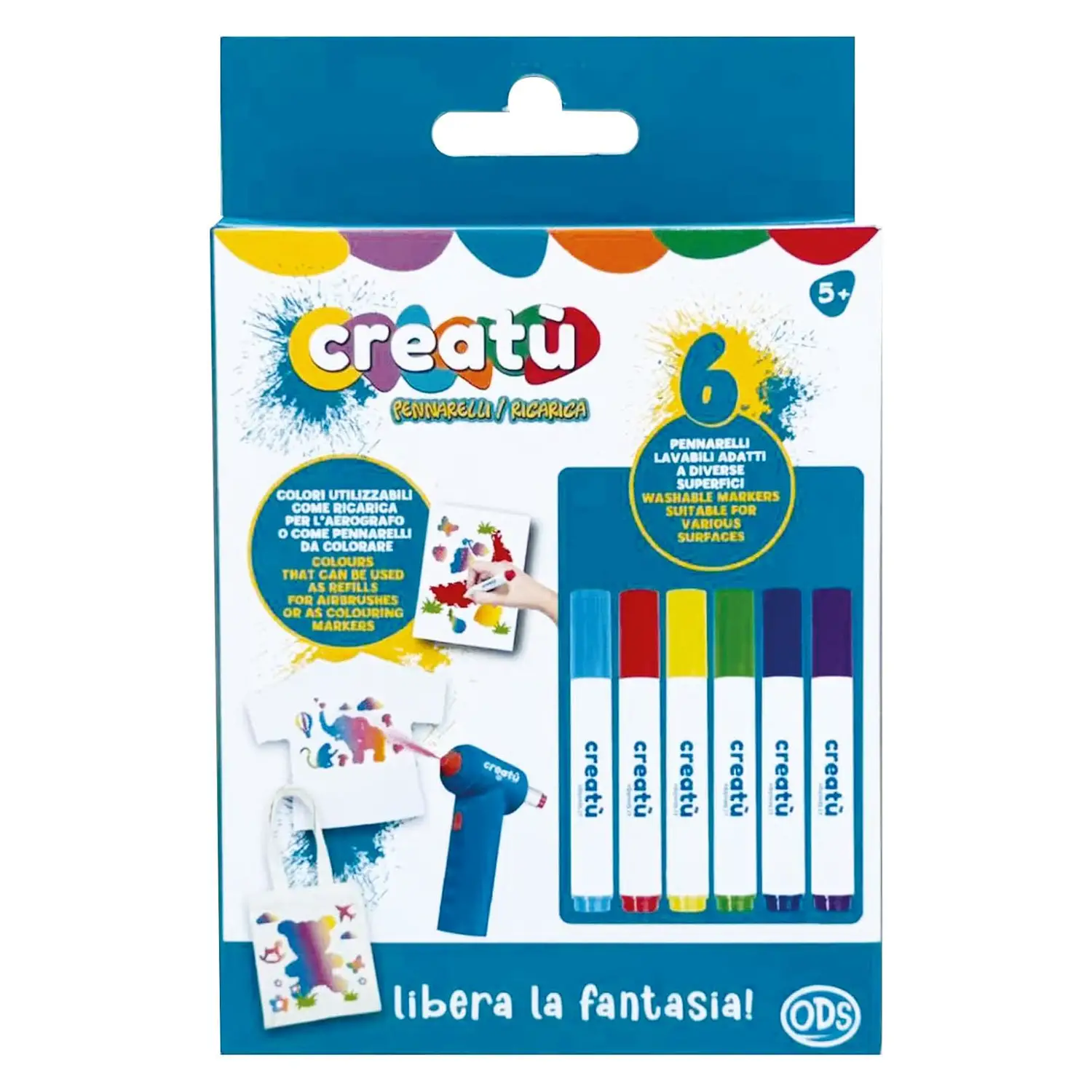 Creatù Set Pennarelli Multisuperficie e Ricarica Aerografo - creatività