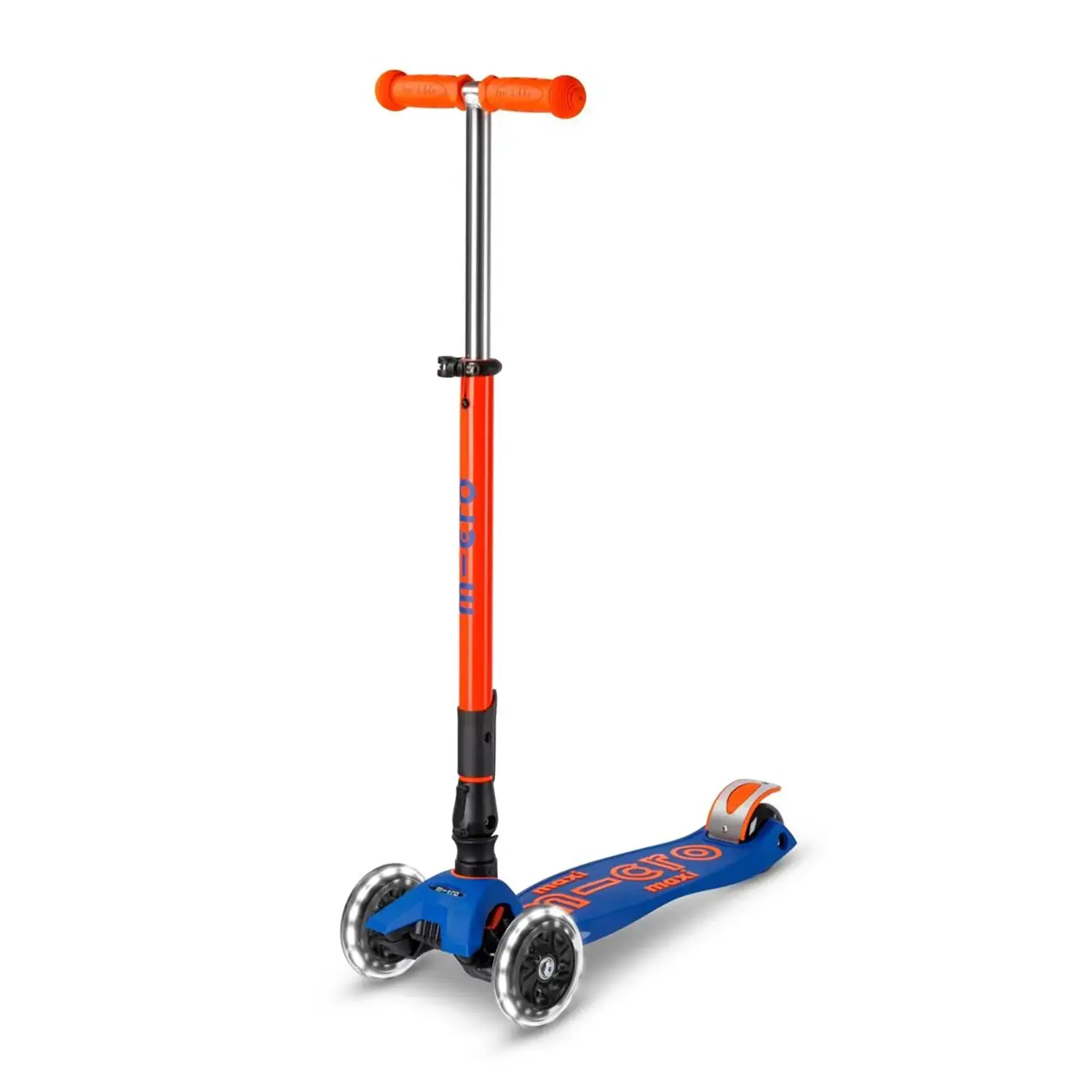Monopattino Maxi Micro Deluxe Led Pieghevole Blu Arancio Neon - monopattini