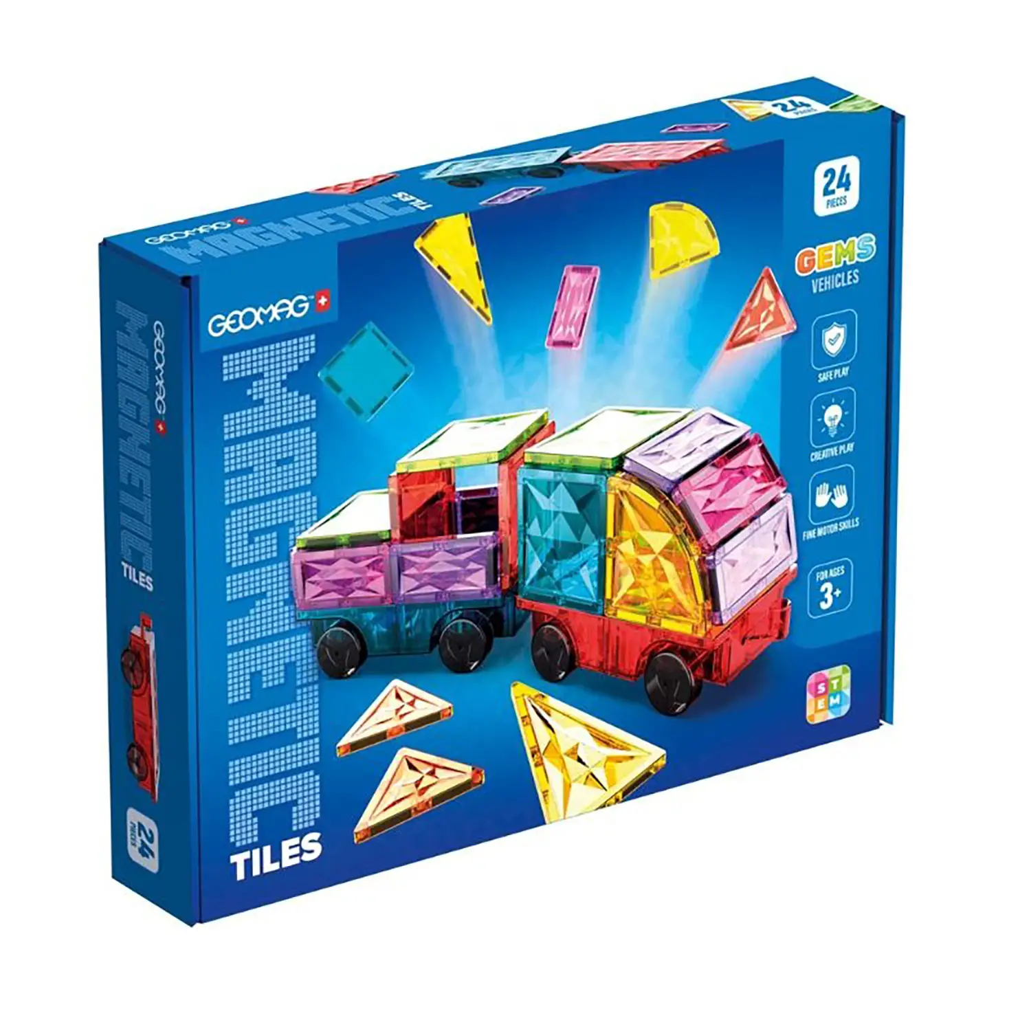 Geomag Magnetic Tiles Gems Veicoli 24 Pezzi - Costruzioni tecniche