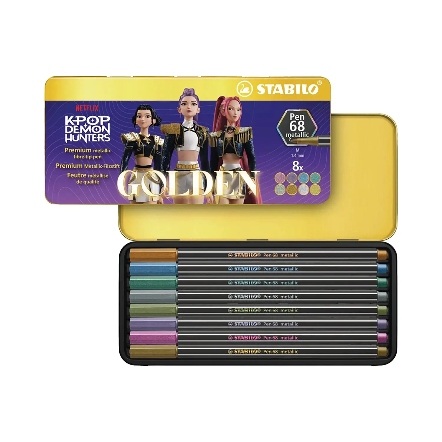 Stabilo Pen 68 Metallic K Pop Demon Hunters Confezione In Metallo - penne pennarelli ufficio
