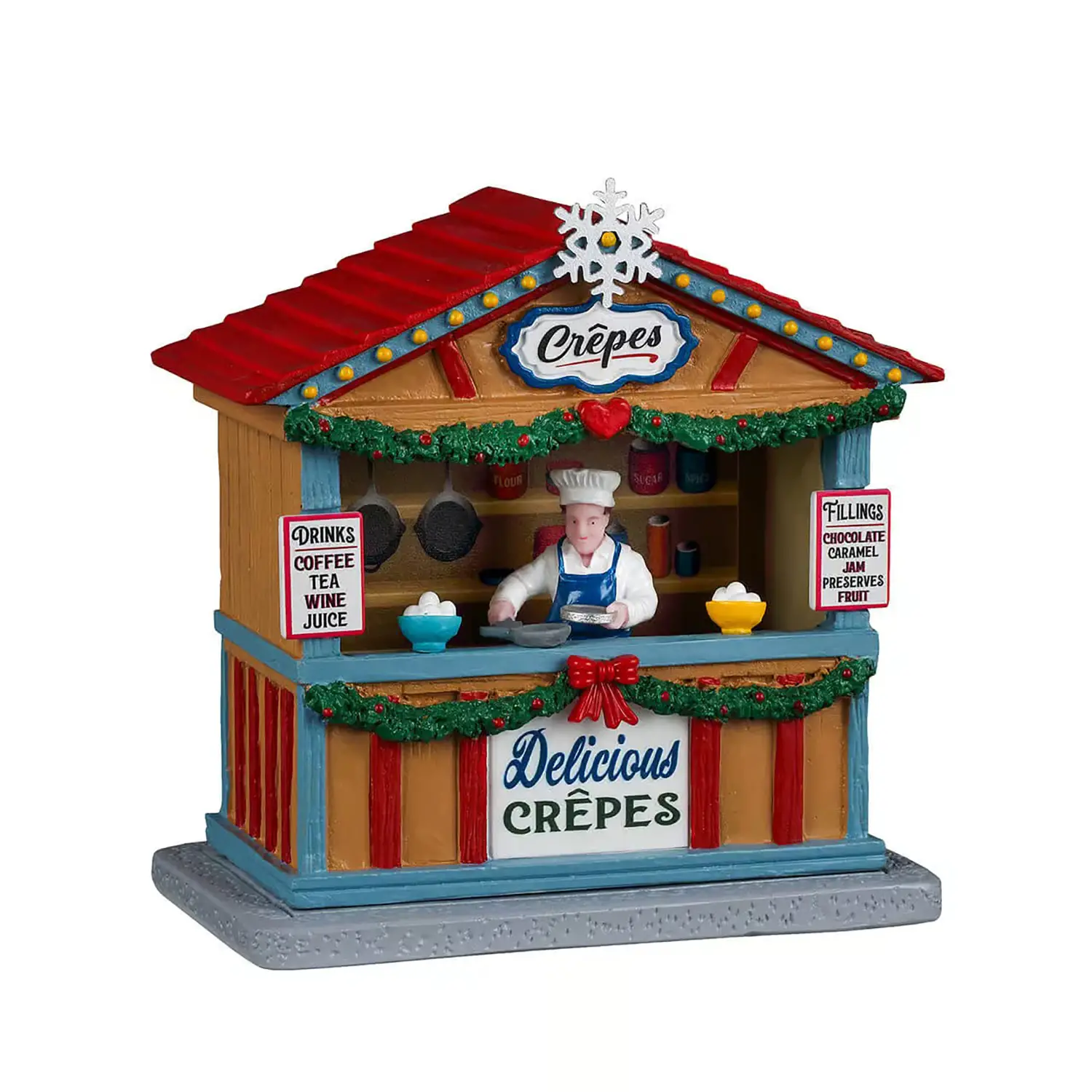 Lemax Crepes 63828 – Bancarella di Crêpes Natalizia Caddington in Resina - scene e villaggi