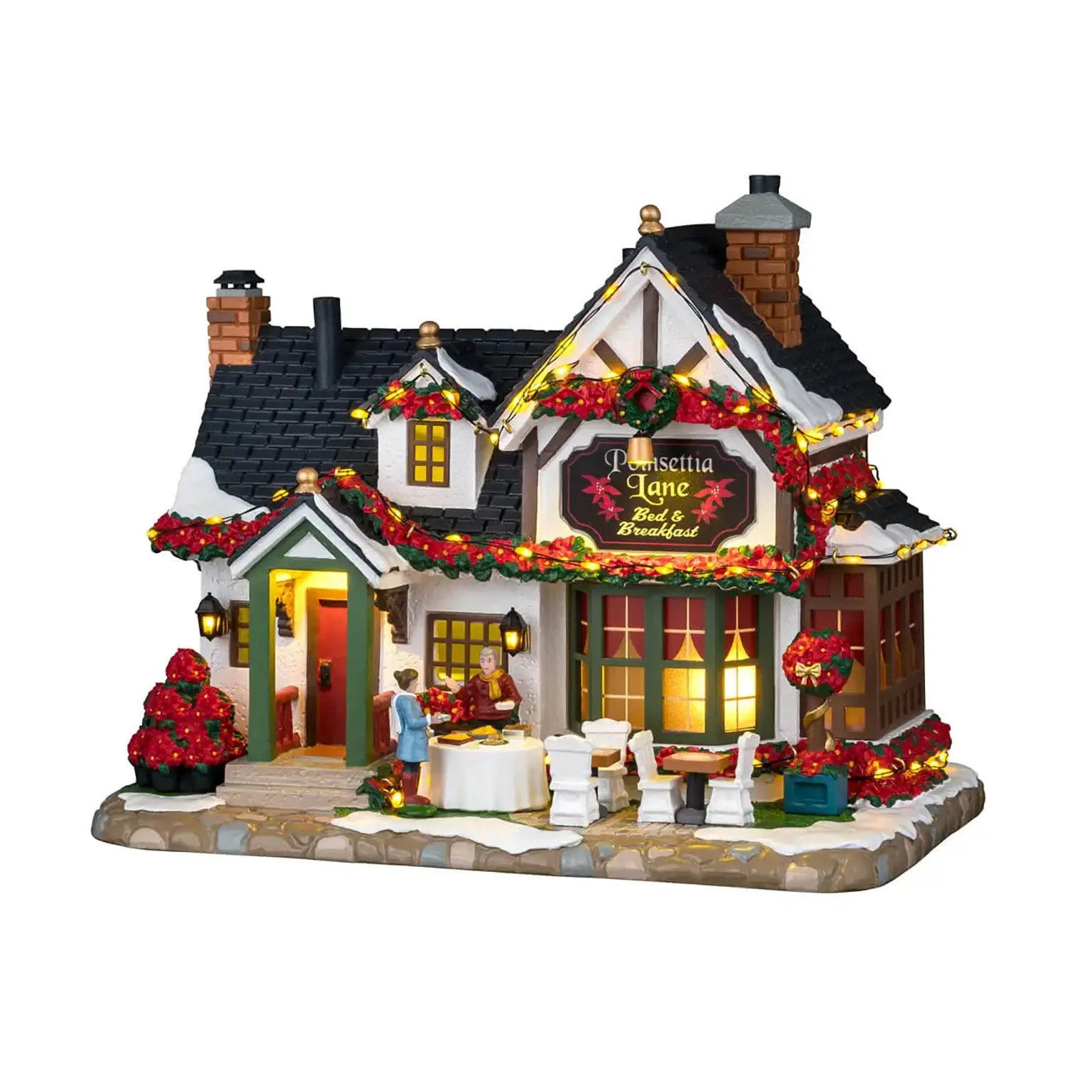Lemax Poinsettia Lane Bed & Breakfast 65525 – B&B Natalizio Luminoso Caddington - scene e villaggi