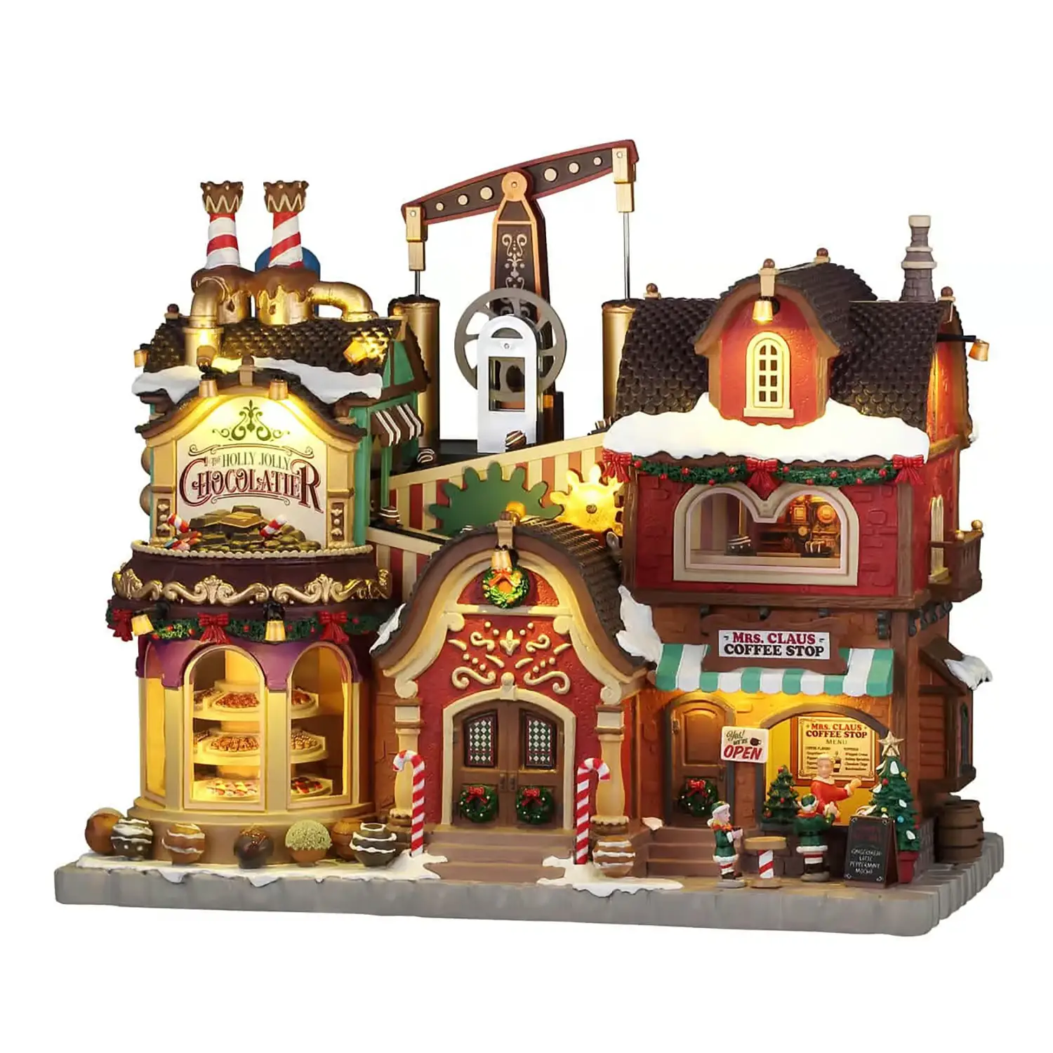 Lemax The Holly Jolly Chocolatier&Mrs.Claus Coffee Shop 65521 Cioccolateria Animata Luci e Musica - scene e villaggi