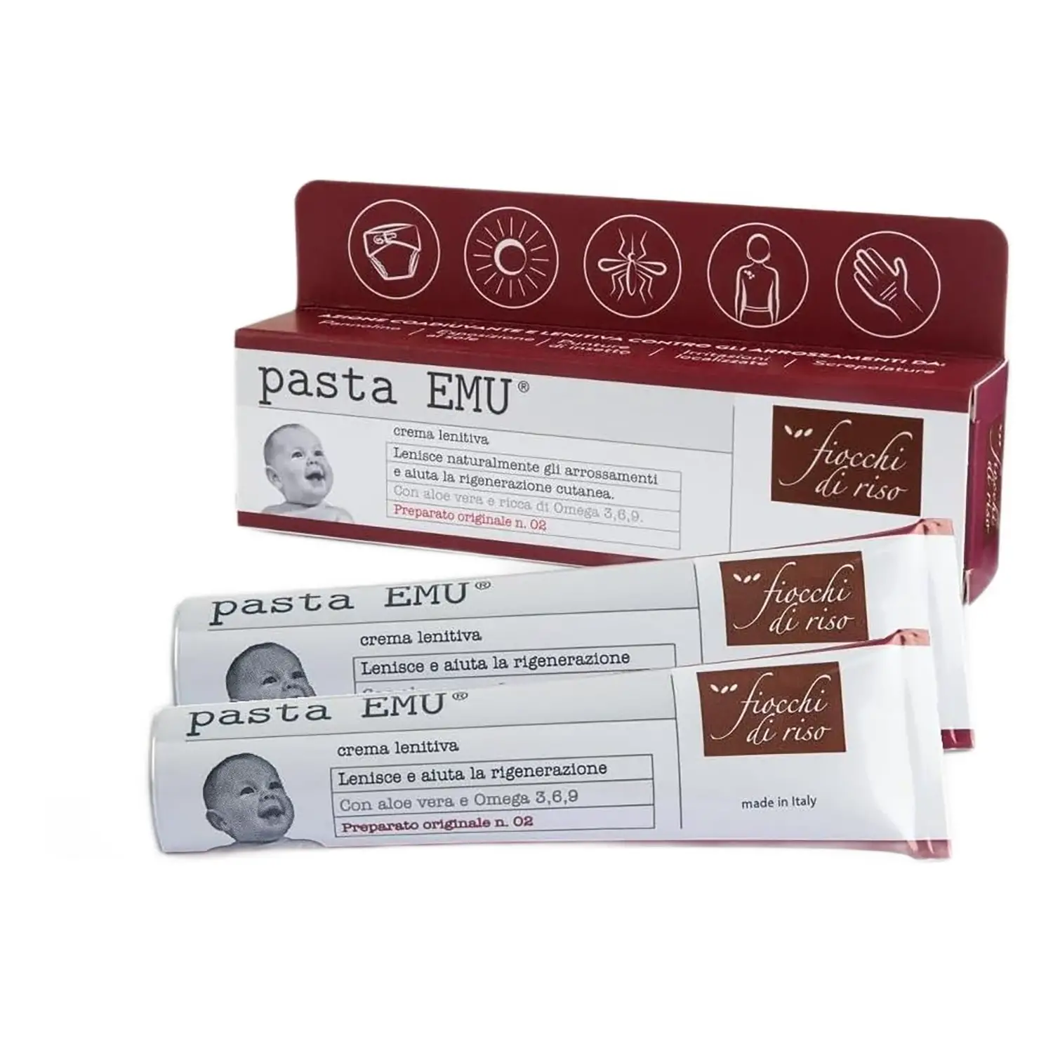 Fiocchi di Riso Bipacco Pasta EMU 2x30 ml Cambio Pannolino - cosmesi e igiene
