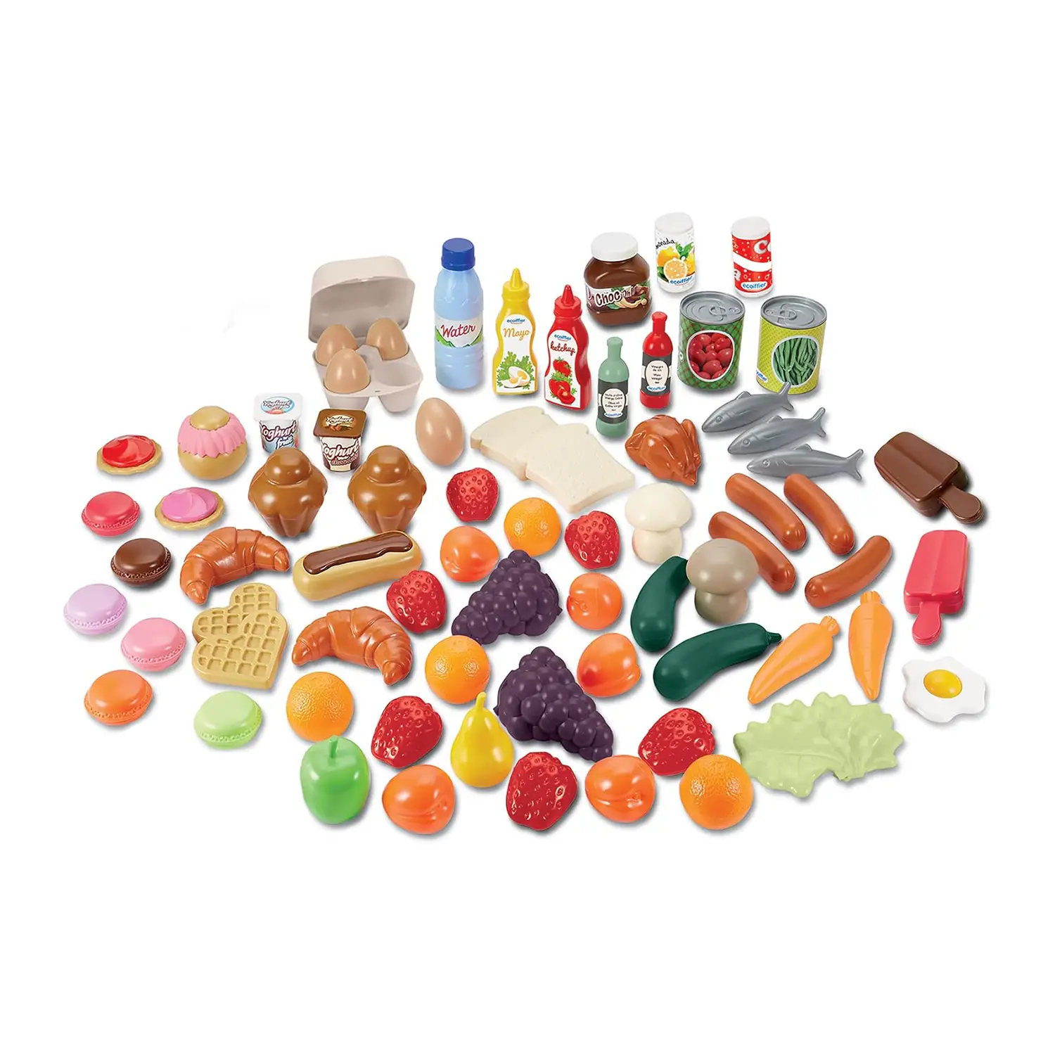 Ecoiffier Cofanetto Alimenti Giocattolo 75 Pezzi - Alimenti, mercatini, stoviglie