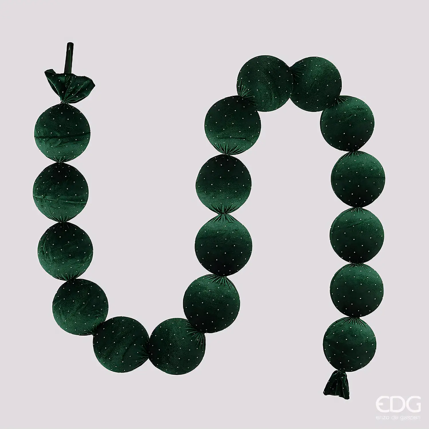 EDG Festone 17 Palle Velluto Verde Scuro 180 cm - addobbi albero