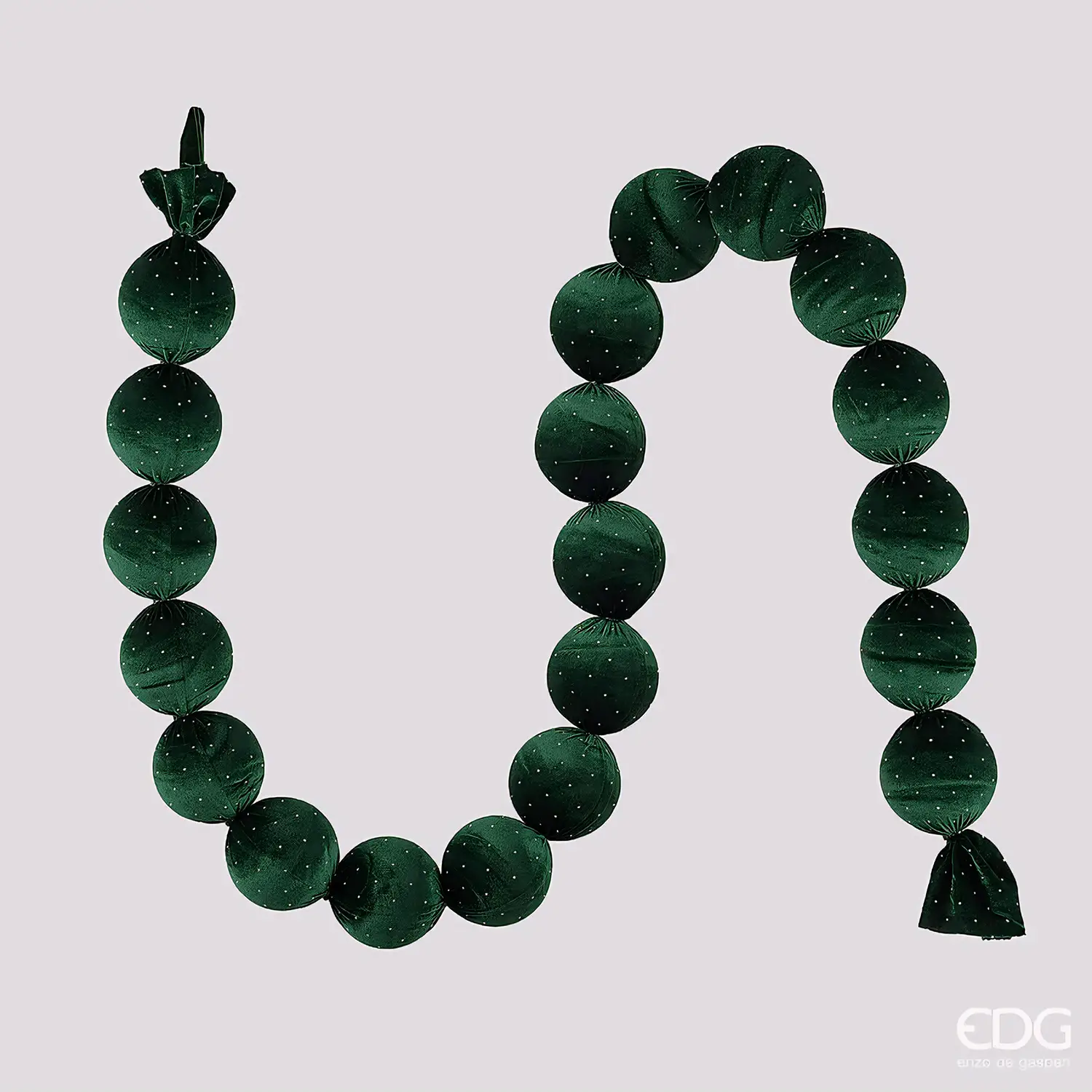 EDG Festone 20 Palle Velluto Verde Scuro 180 cm - addobbi albero