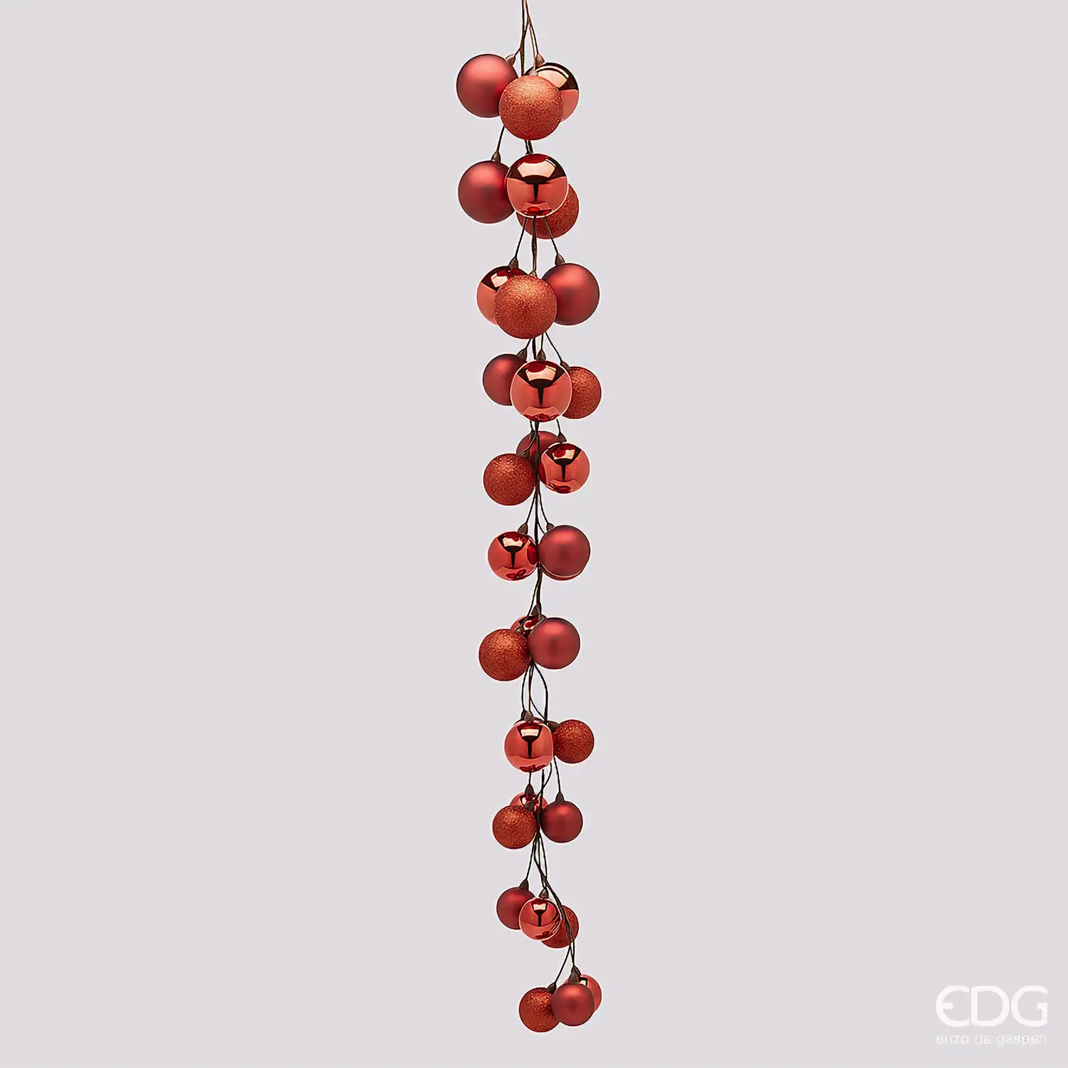 Festone Natalizio EDG Rosso con 33 Palline H 120 cm - addobbi albero