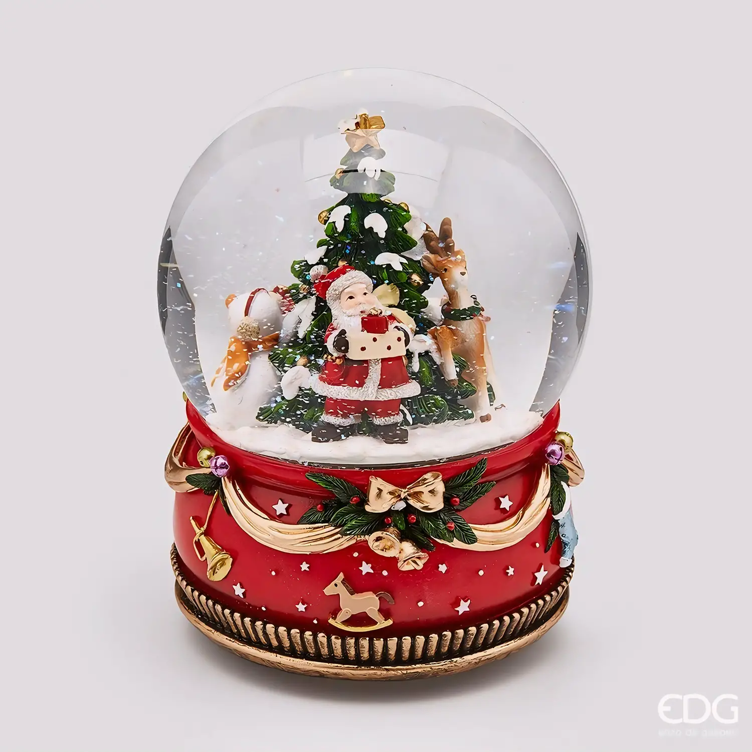 EDG Sfera Acqua Babbo Natale Musica Movimento H21 cm - addobbi casa