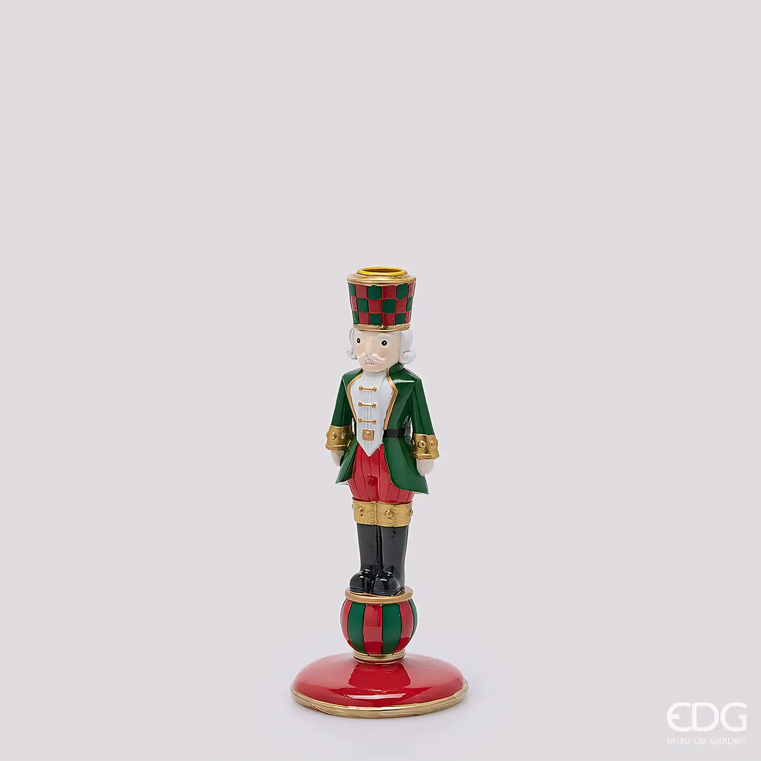 Natale Portacandela Soldatino H.25 D.11 C4 Green Red - schiaccianoci