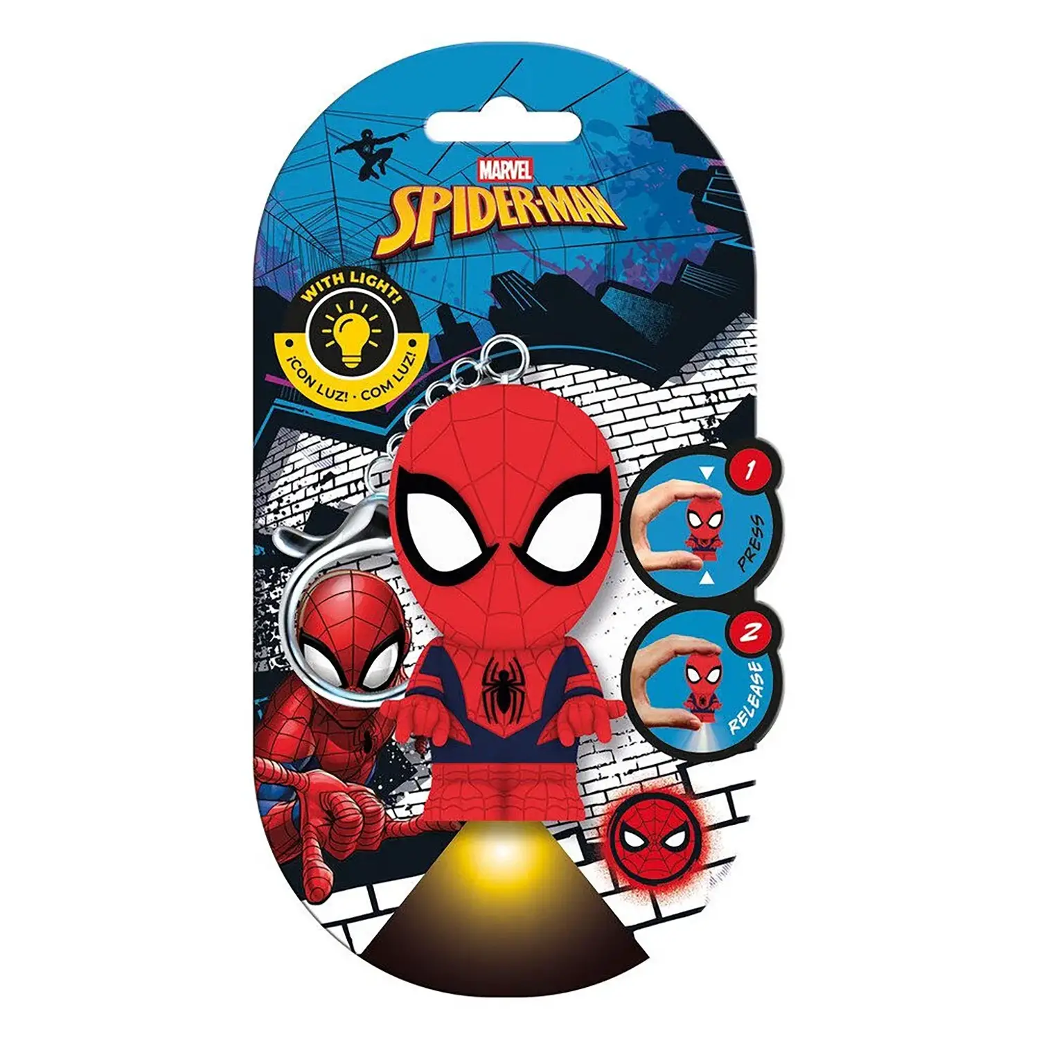 Marvel Spider-Man Flashies Portachiavi 3D con Torcia LED -