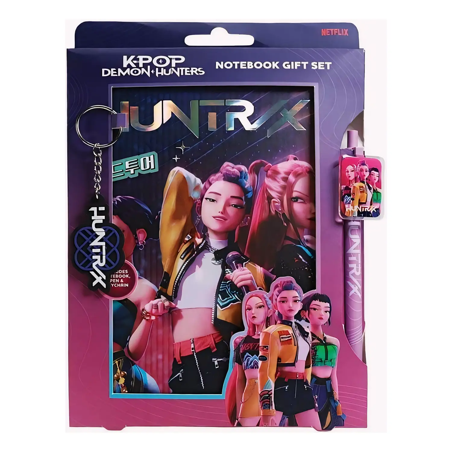 K-Pop Demon Hunters Quaderno con penna e portachiavi Huntrix -