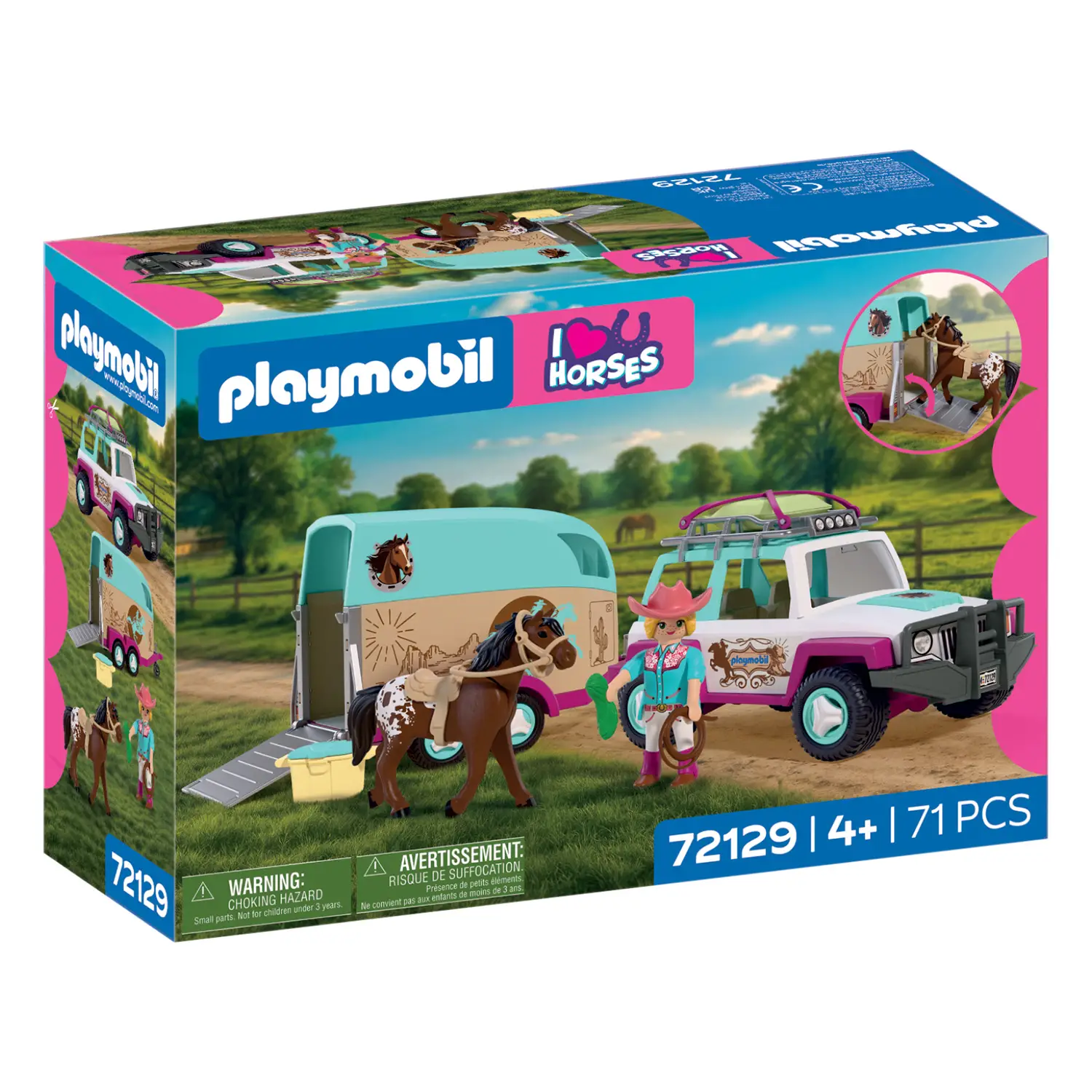 Playmobil 72129 Fuoristrada con Rimorchio per Cavalli e Cavallerizza - playmobil