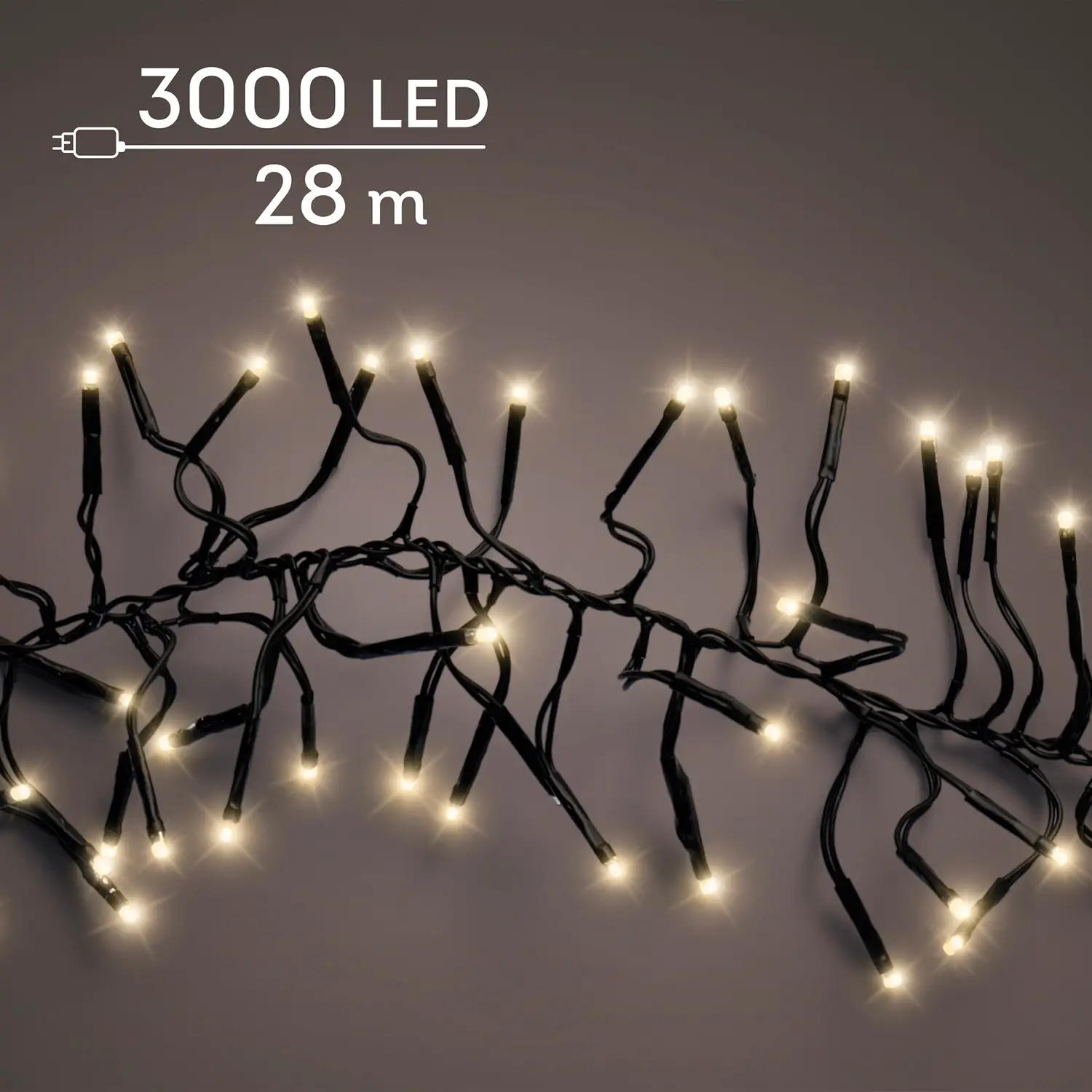 Lumineo Luci LED Cluster 3000 LED 28 m Soft Gold Dimmer Timer - luci