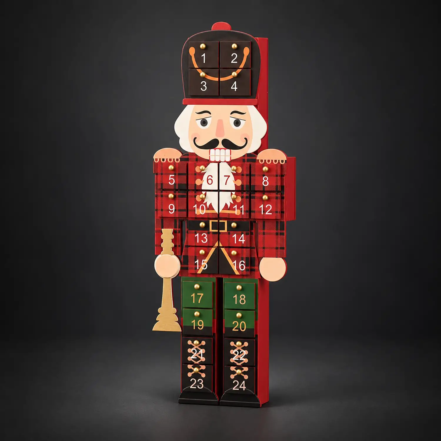 Calendario Avvento Natalizio Schiaccianoci MDF 45 cm - addobbi casa