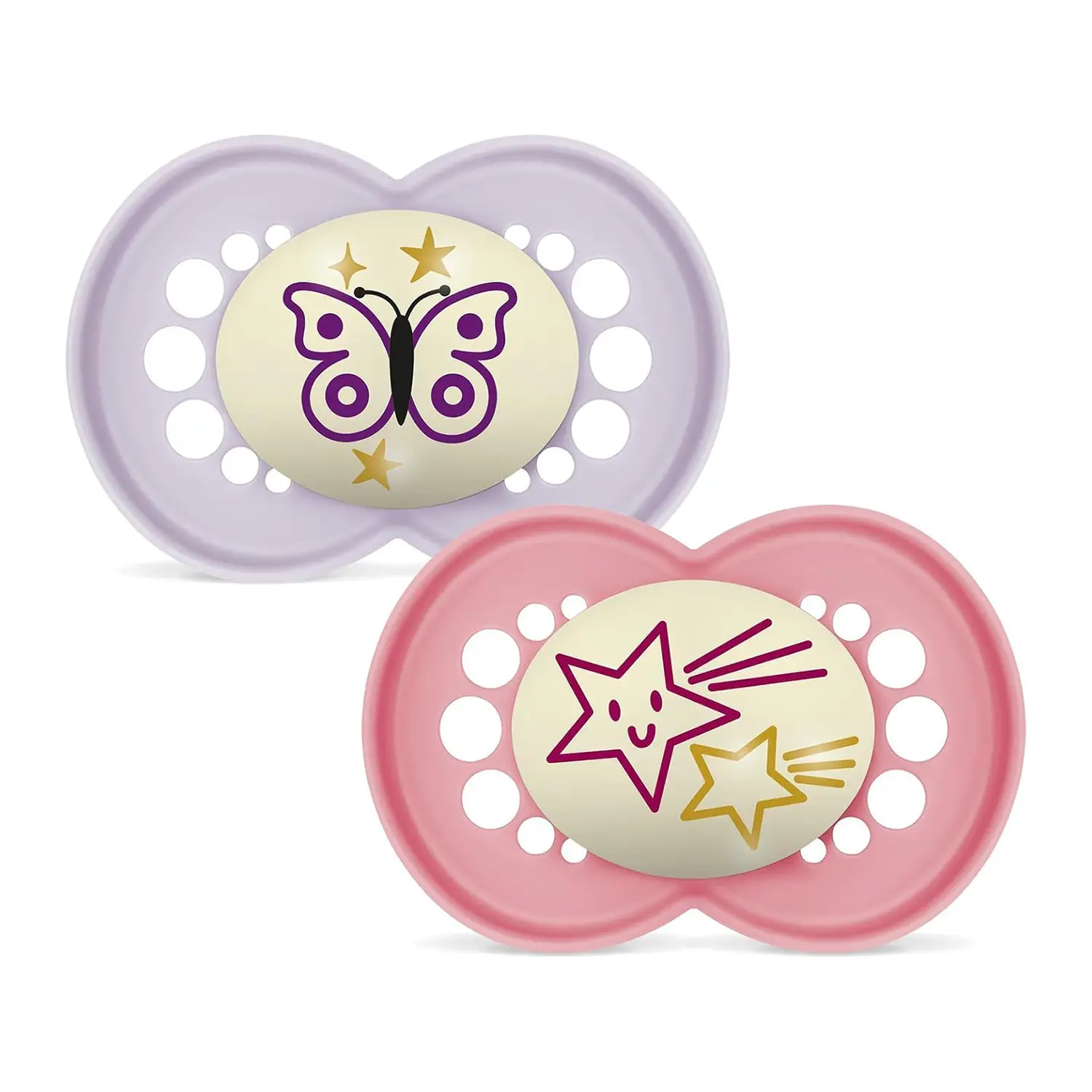 Succhietto Original Night Caucciù +16 Mesi Bambina – 2 Pezzi - ciucci