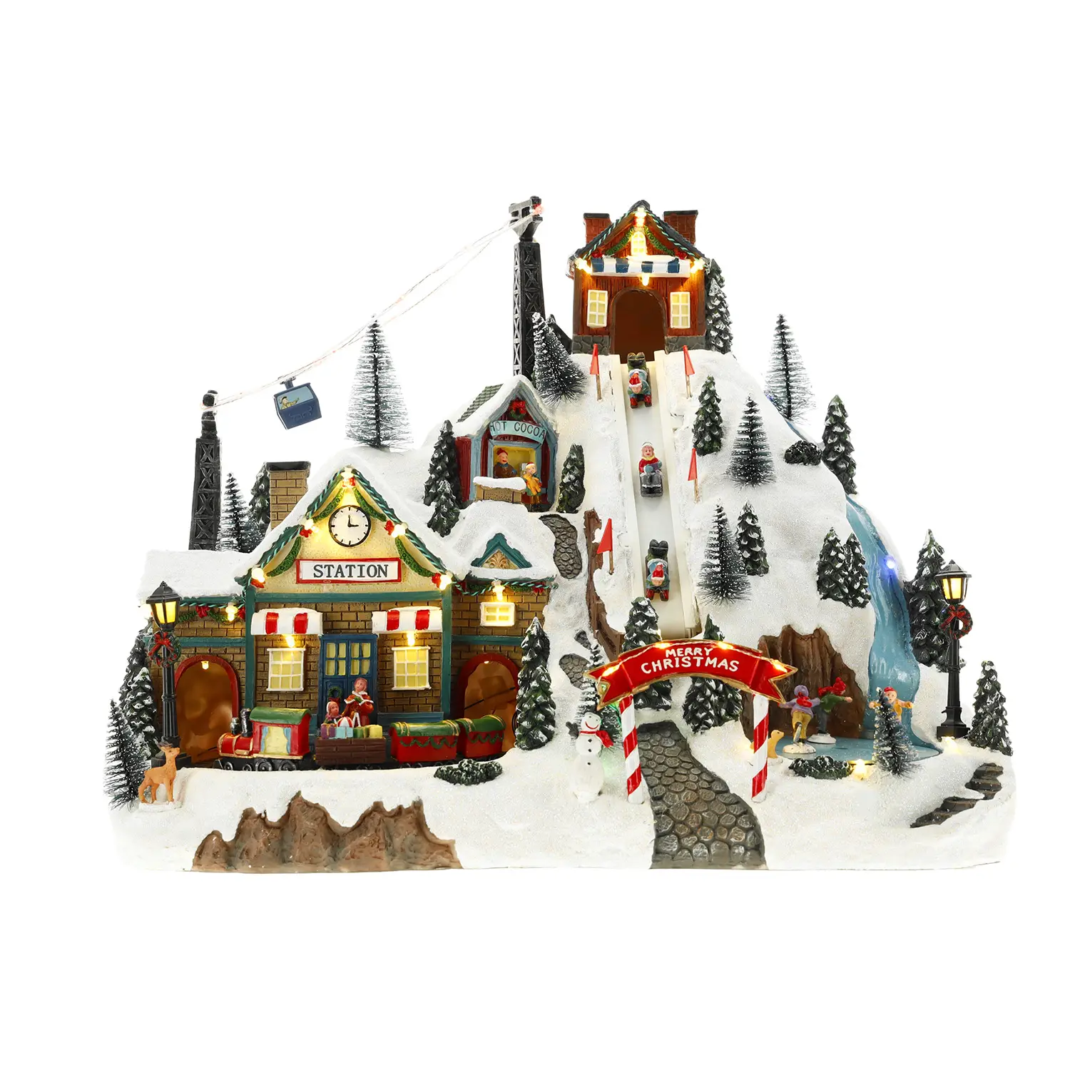 Timstor Villaggio Natalizio Animato con LED e Musiche 48 cm - scene e villaggi