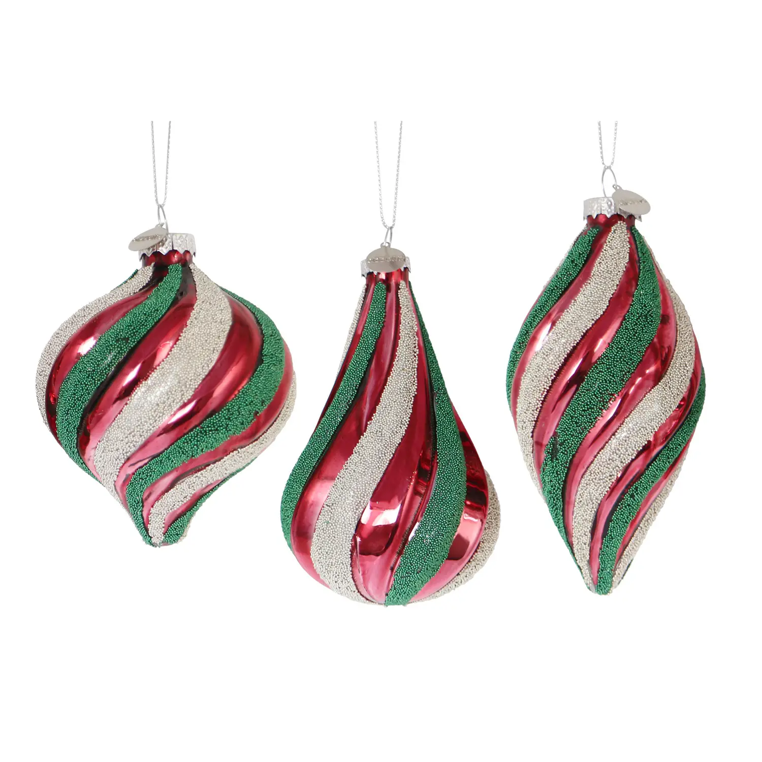 Pendaglio Natalizio in Vetro Rosso Assortito Decorazione Albero di Natale - addobbi albero