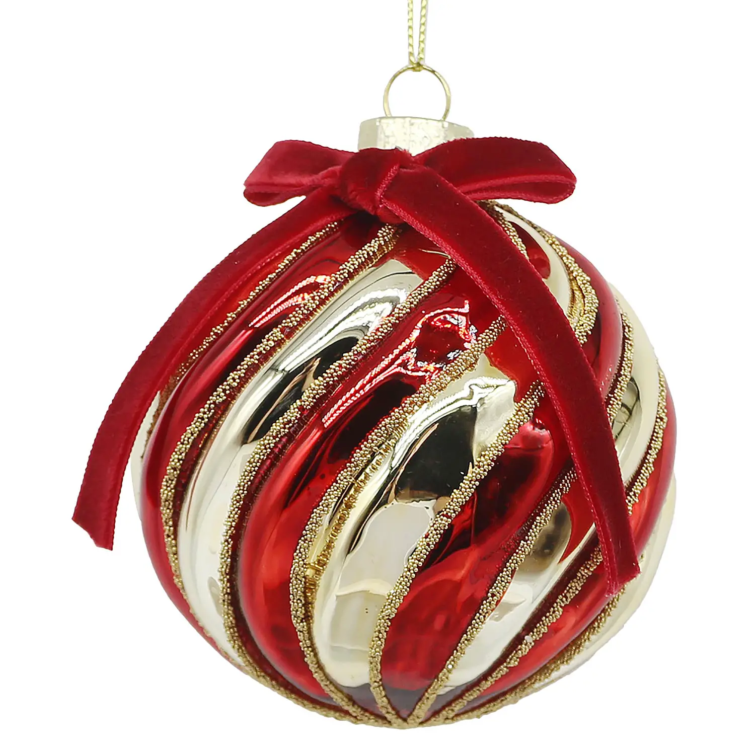 Sfera Natalizia Motion in Vetro Rosso e Oro Ø 10 cm - addobbi albero