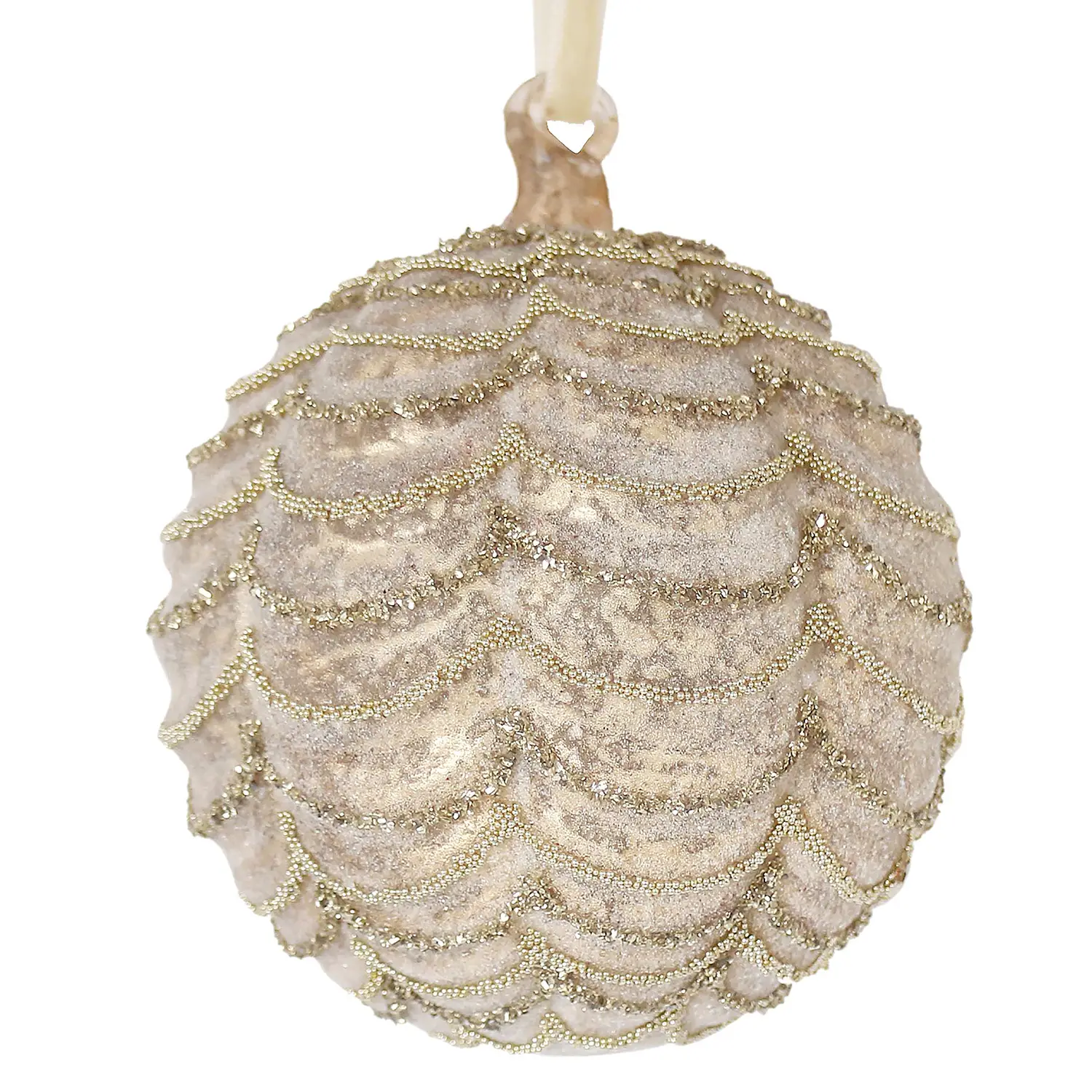 Sfera Natalizia in Vetro Layers Champagne Ø 10 cm - addobbi albero