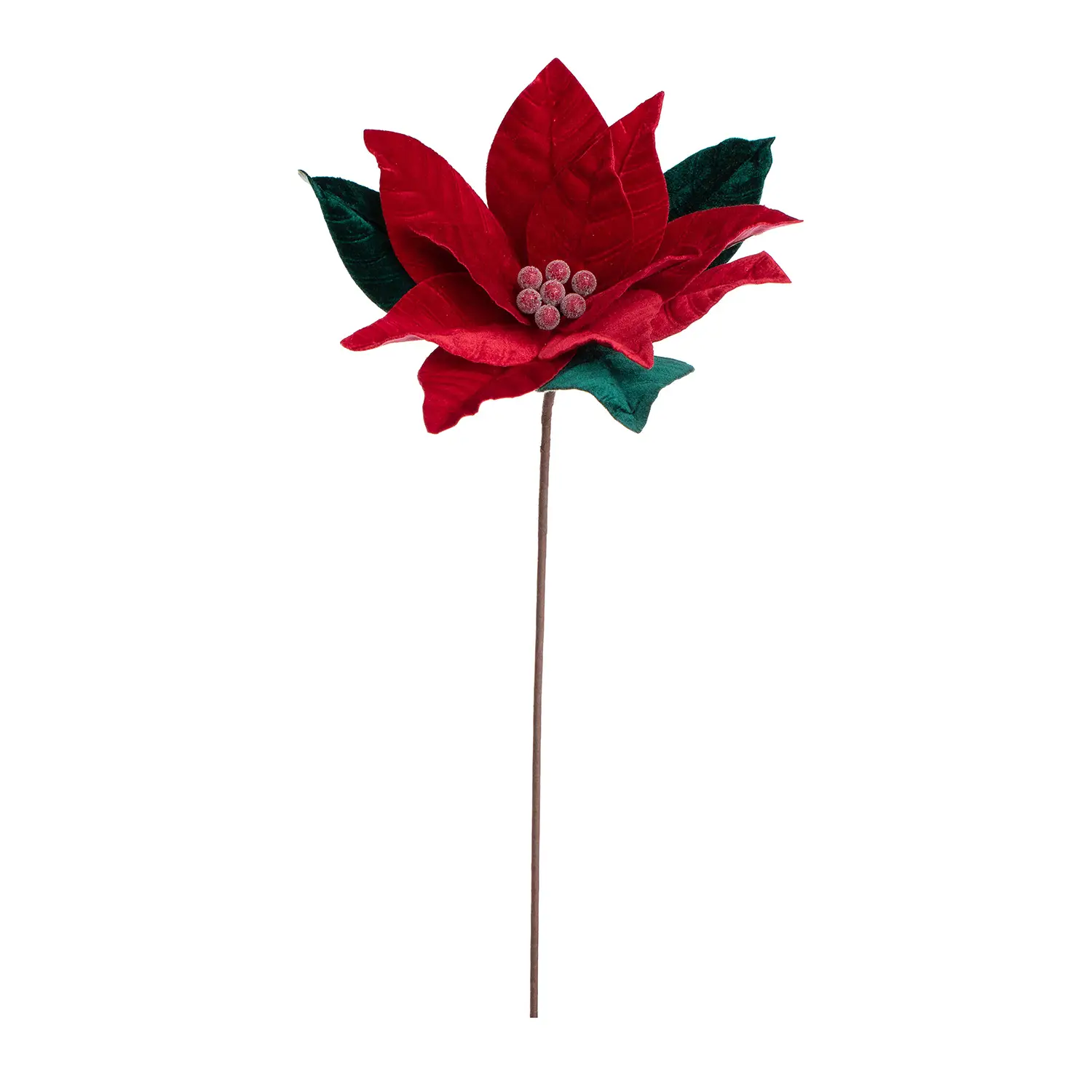 Poinsettia Natalizia Ertemios Rosso Verde 50 cm con Effetto Velluto - fiori e ghirlande