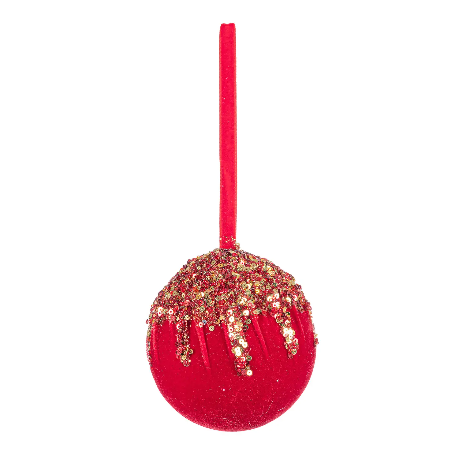 Sfera Natalizia Artemide Rossa Ø 10 cm Effetto Velluto - addobbi albero