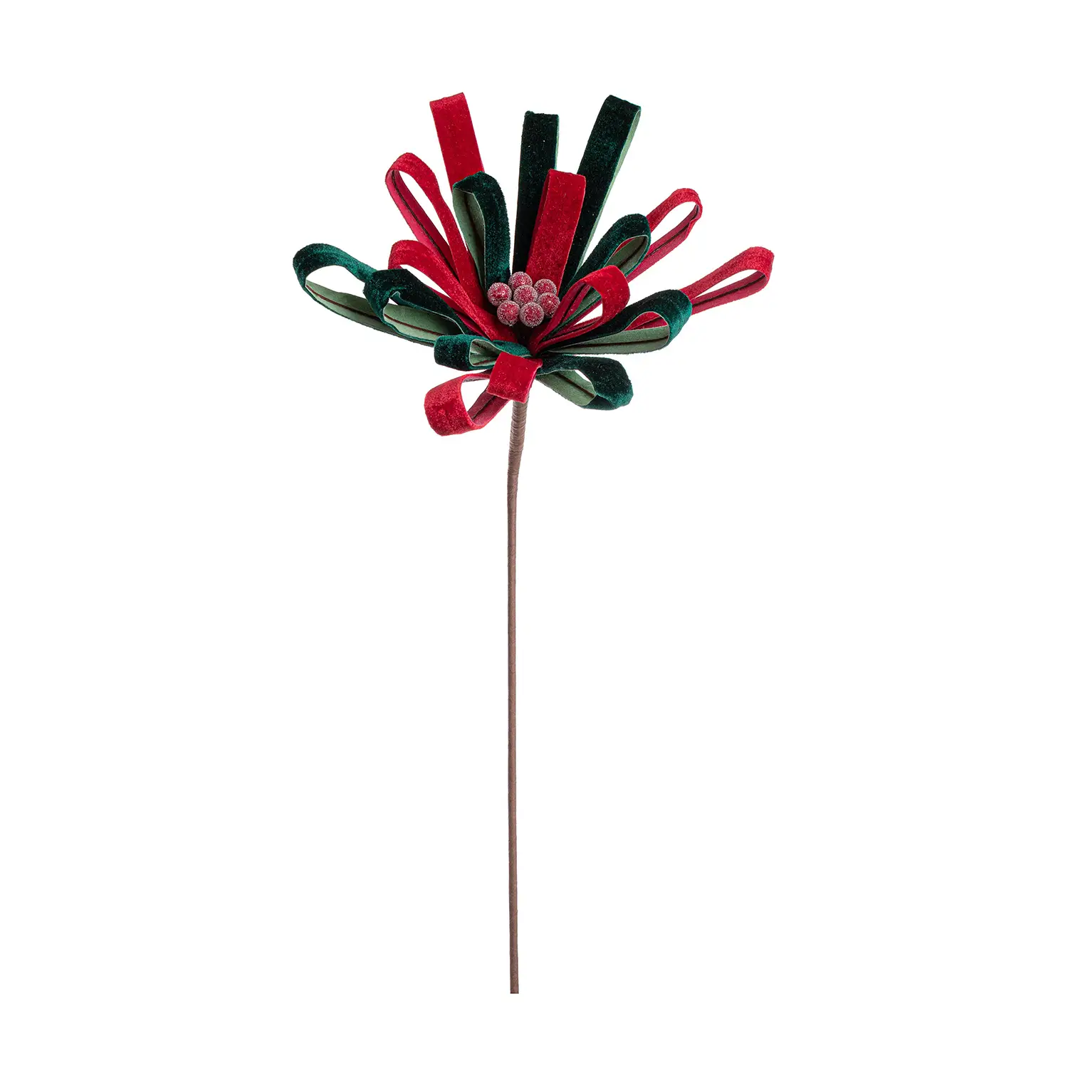 Poinsettia Natalizia Ertemios Rosso Verde Effetto Velluto 50 cm - fiori e ghirlande
