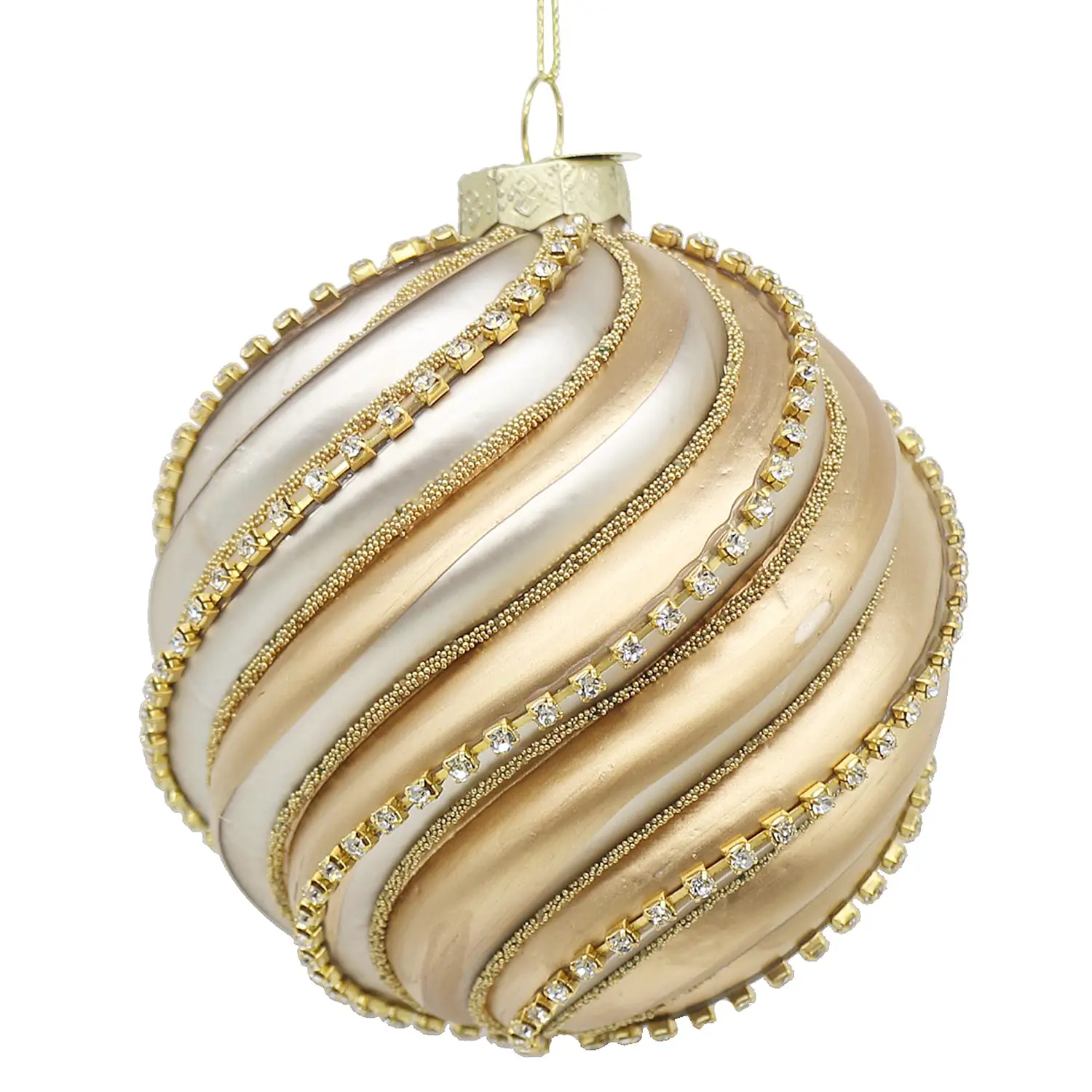 Sfera Natalizia in Vetro Creams Champagne Beige Ø 10 cm - addobbi albero
