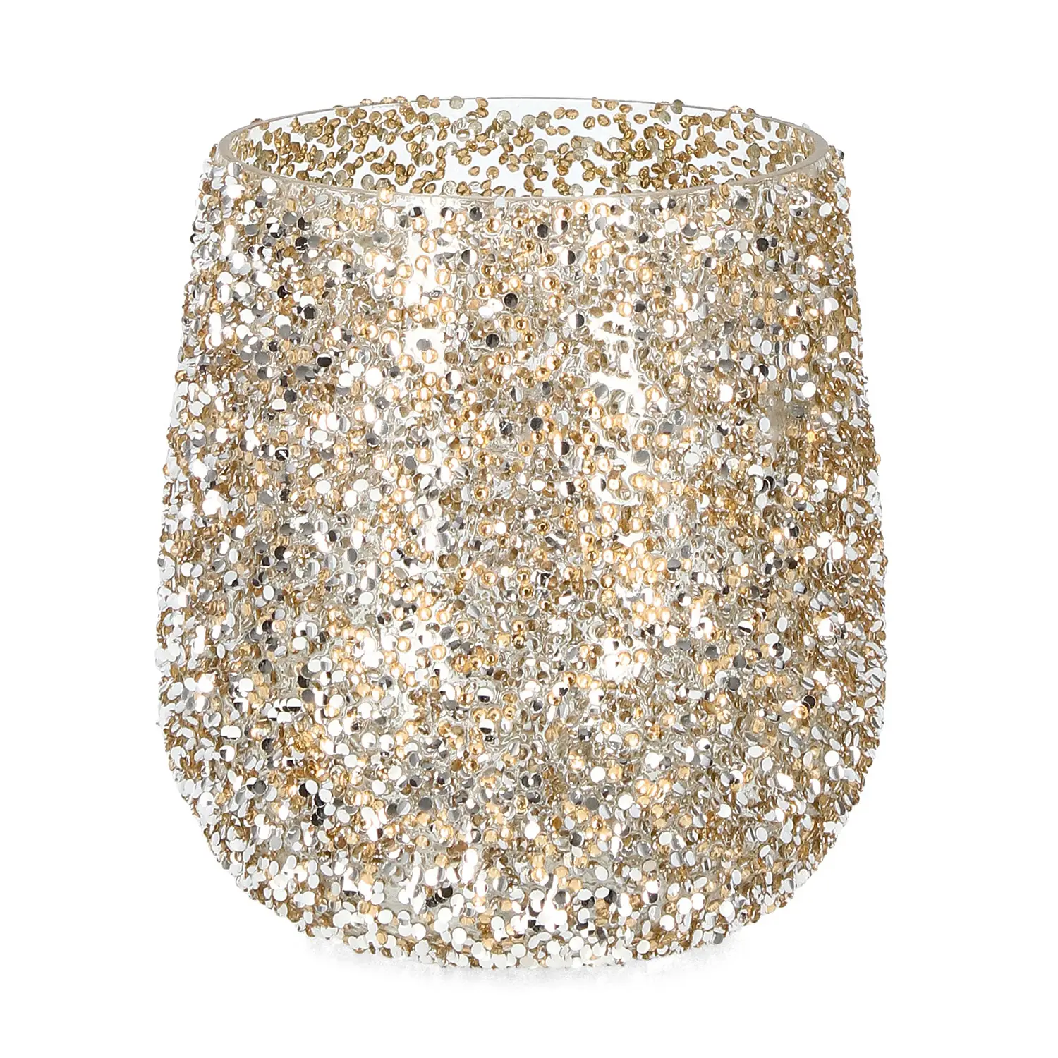 Portacandela in Vetro Brillant Oro Ø 15 x 17 cm Decorativo Natalizio - addobbi casa