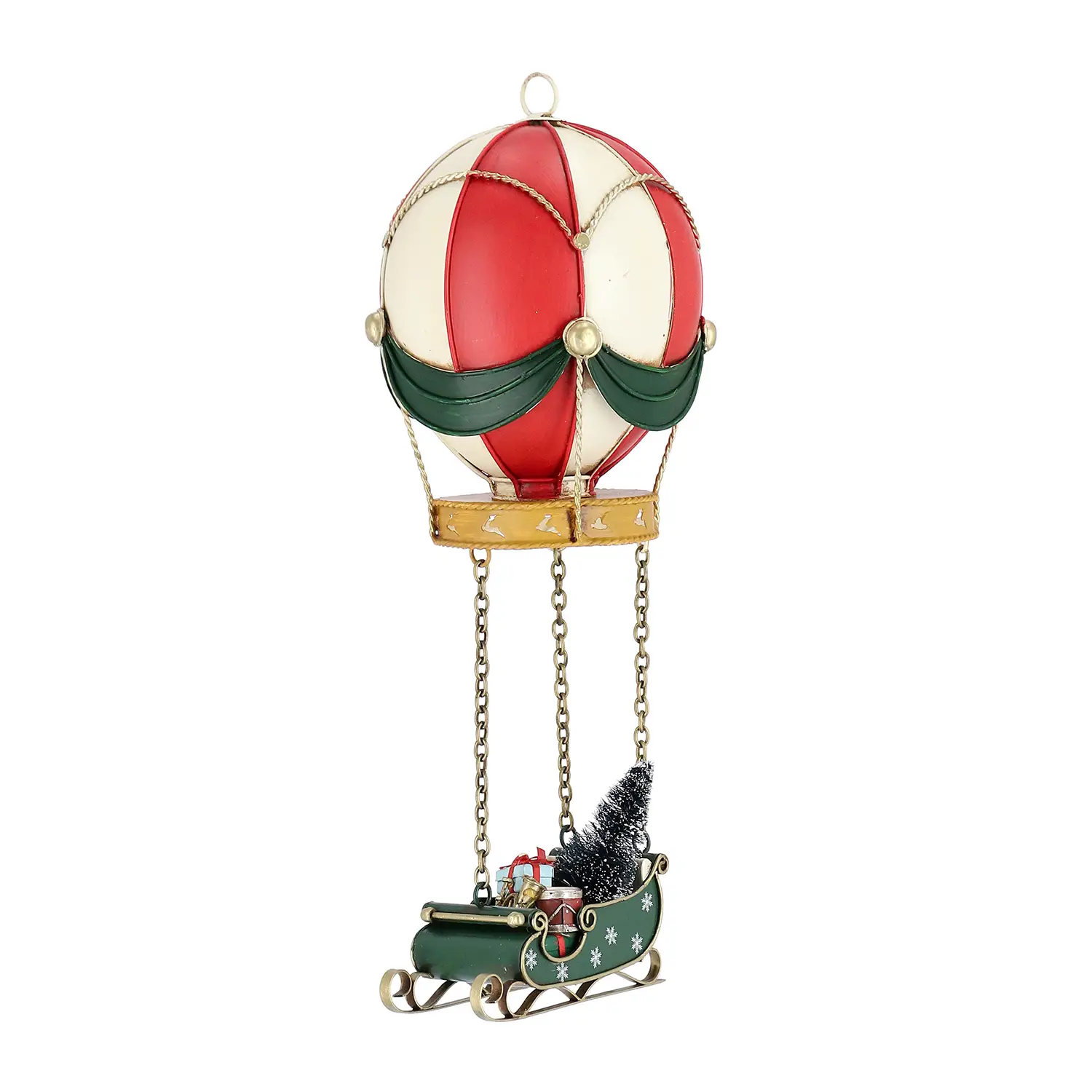 Decorazione Natalizia Noelle Mongolfiera con Slitta in Metallo 37 cm - addobbi casa
