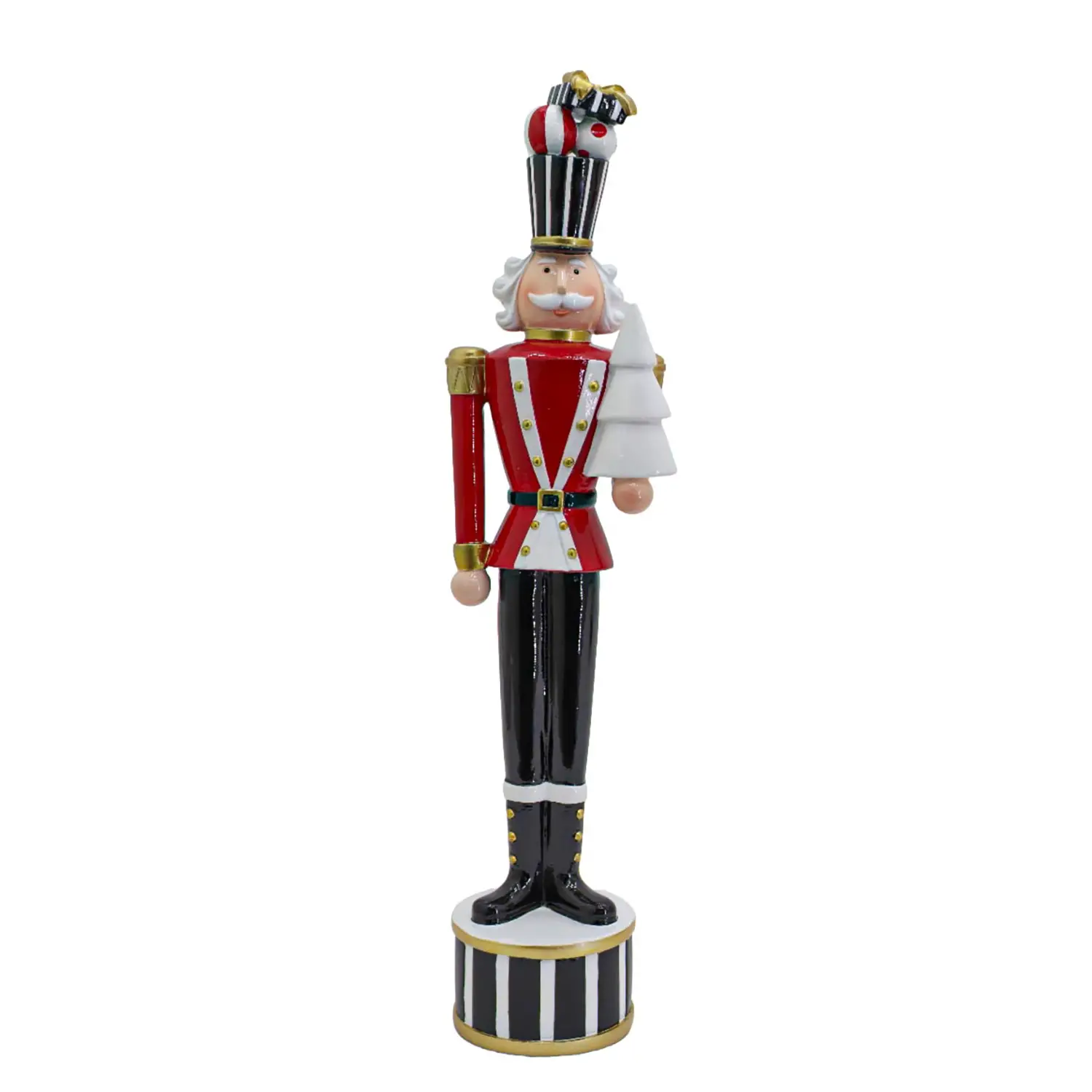 Soldatino Natalizio Brayden con Pino in Resina 45 cm Decorazione Natale - schiaccianoci