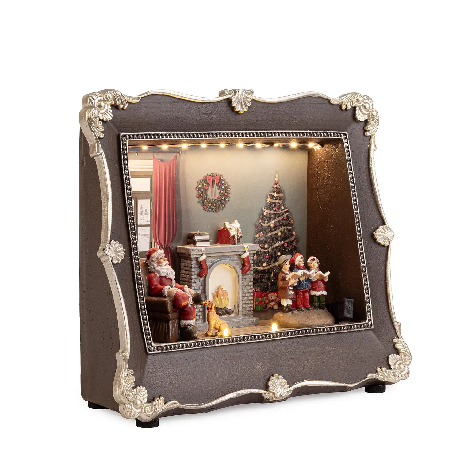Decorazione Natalizia Cornice Holly Babbo Natale con LED e Movimento - addobbi casa