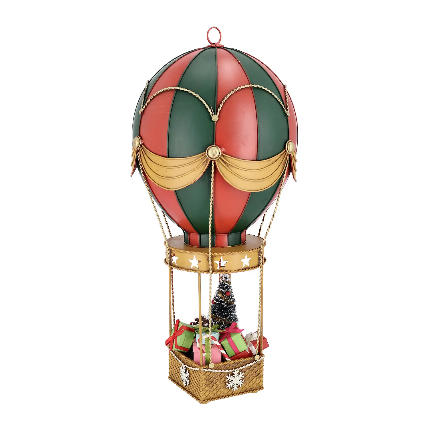 Decorazione Natalizia Noelle Mongolfiera con Regali in Metallo e PE 54 cm - addobbi casa