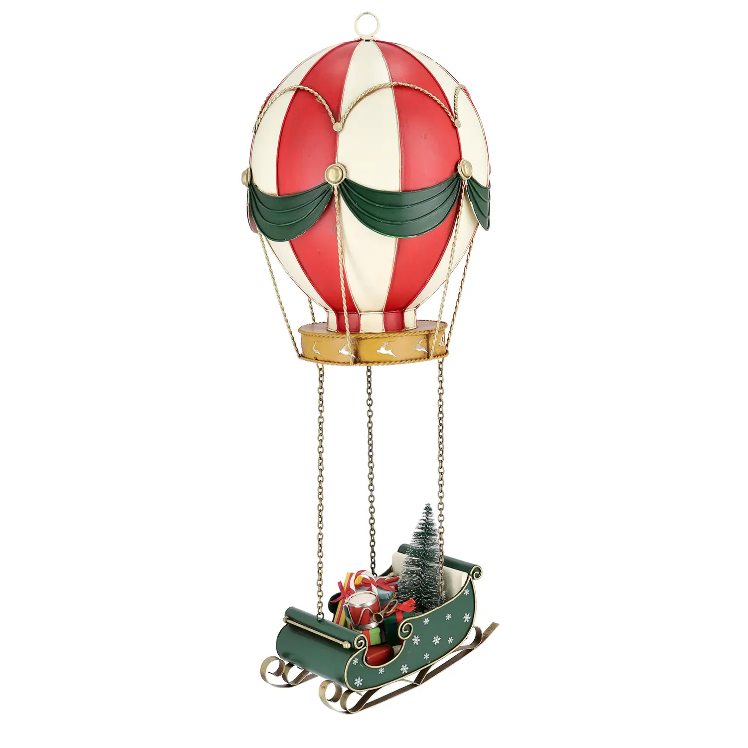 Decorazione Natalizia Noelle Mongolfiera con Pino in Metallo e PE 66 cm - addobbi casa