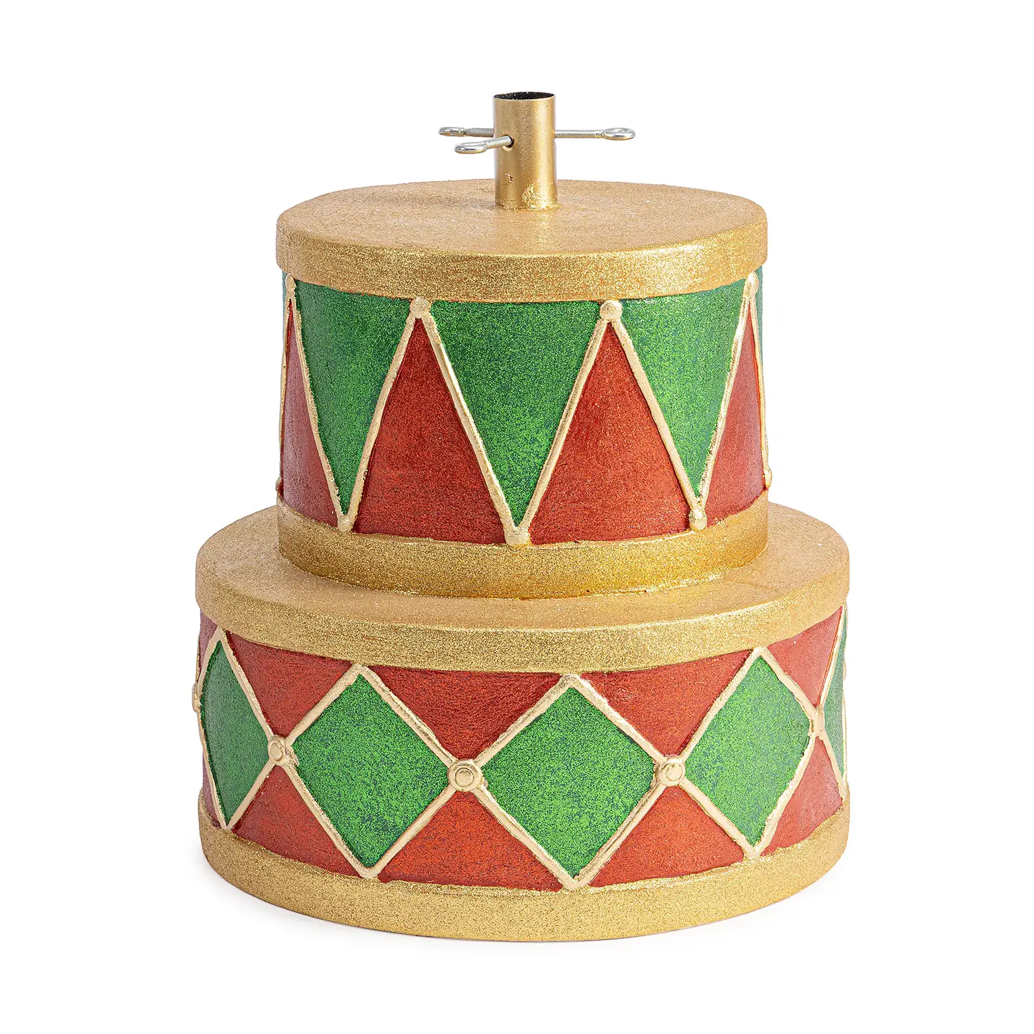 Base Albero Natalizio Drum To Verde Rosso Oro 46 cm - basi albero