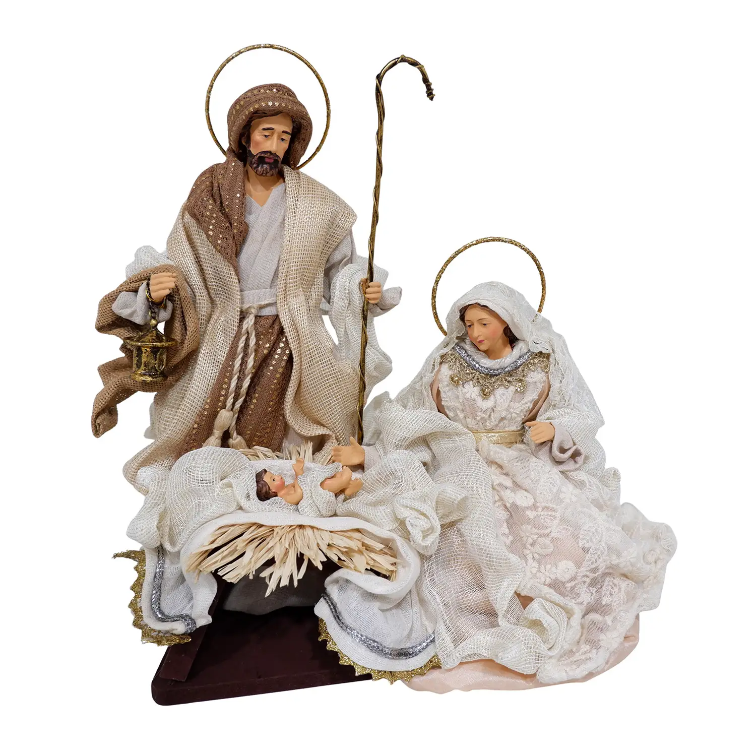 Sacra Famiglia Loyal Naturale con Base 33 cm Decorazione Presepe Natalizio - presepi