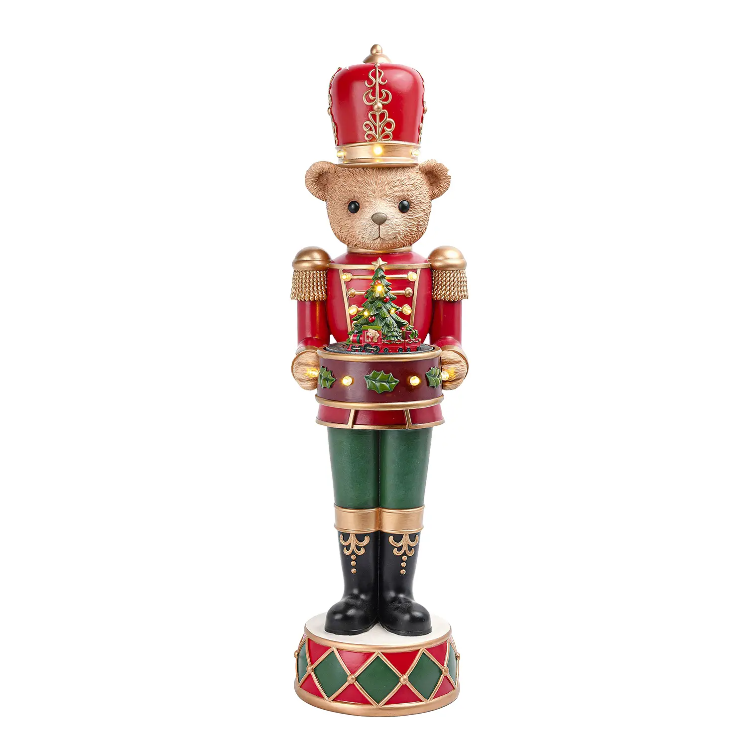 Soldatino Natalizio Matlock St Ors Rosso Verde con LED 76 Cm - schiaccianoci