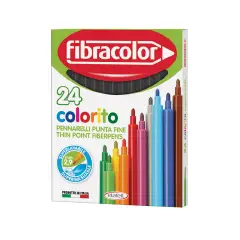 Fibracolor Colorito Fine Pennarelli  – Set 24 Pennarelli - Nero