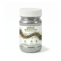 Brillantini Ecologici in Cellulosa Riciclata, Bio-Glitter Grana Fine 100 Gr. Argento