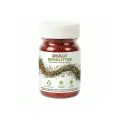 Brillantini Ecologici in Cellulosa Riciclata, Bio-Glitter Grana Fine 50 Gr. Rosso