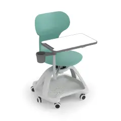 Sedia Mia Table su Ruote con Porta Zaino Mis. 7 Verde Salvia Per Ambienti Scolastici Innovativi