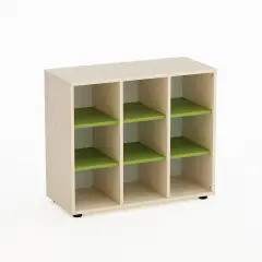 Mobile Scuola Infanzia Kubò Betulla 9 Caselle H 75 Cm. Verde Kiwi - Conforme CAM