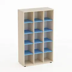 Mobile Scuola Kubò Betulla 15 Caselle H 150 cm – Blu Orizzonte | Conforme CAM