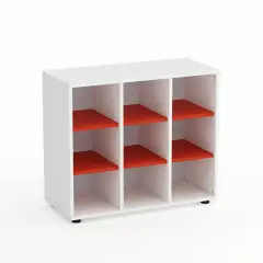 Mobile Scuola Kubò Bianco – 9 Caselle con Ripiani Rossi H 75 cm | Conforme CAM